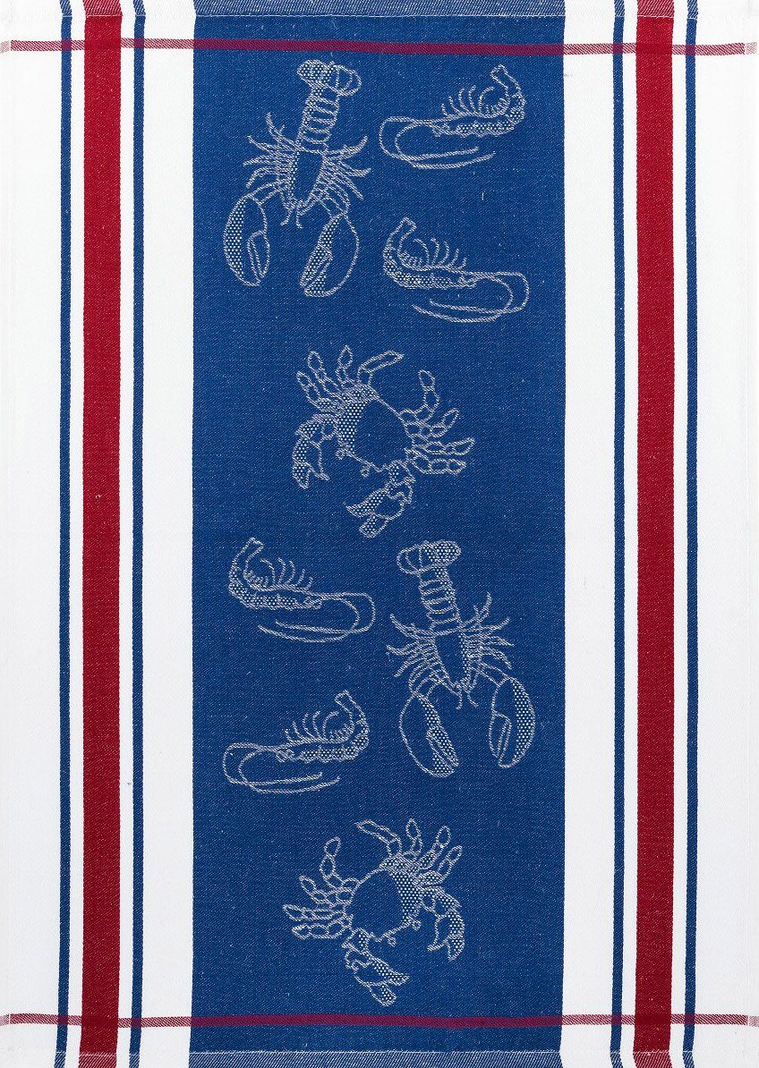 Kracht Halbleinen Stück), Jacquard Blau 3er Seafood, Geschirrtuch (Set, x (3 50 ca. 3-tlg., 70 Pack Geschirrtücher Set), cm,