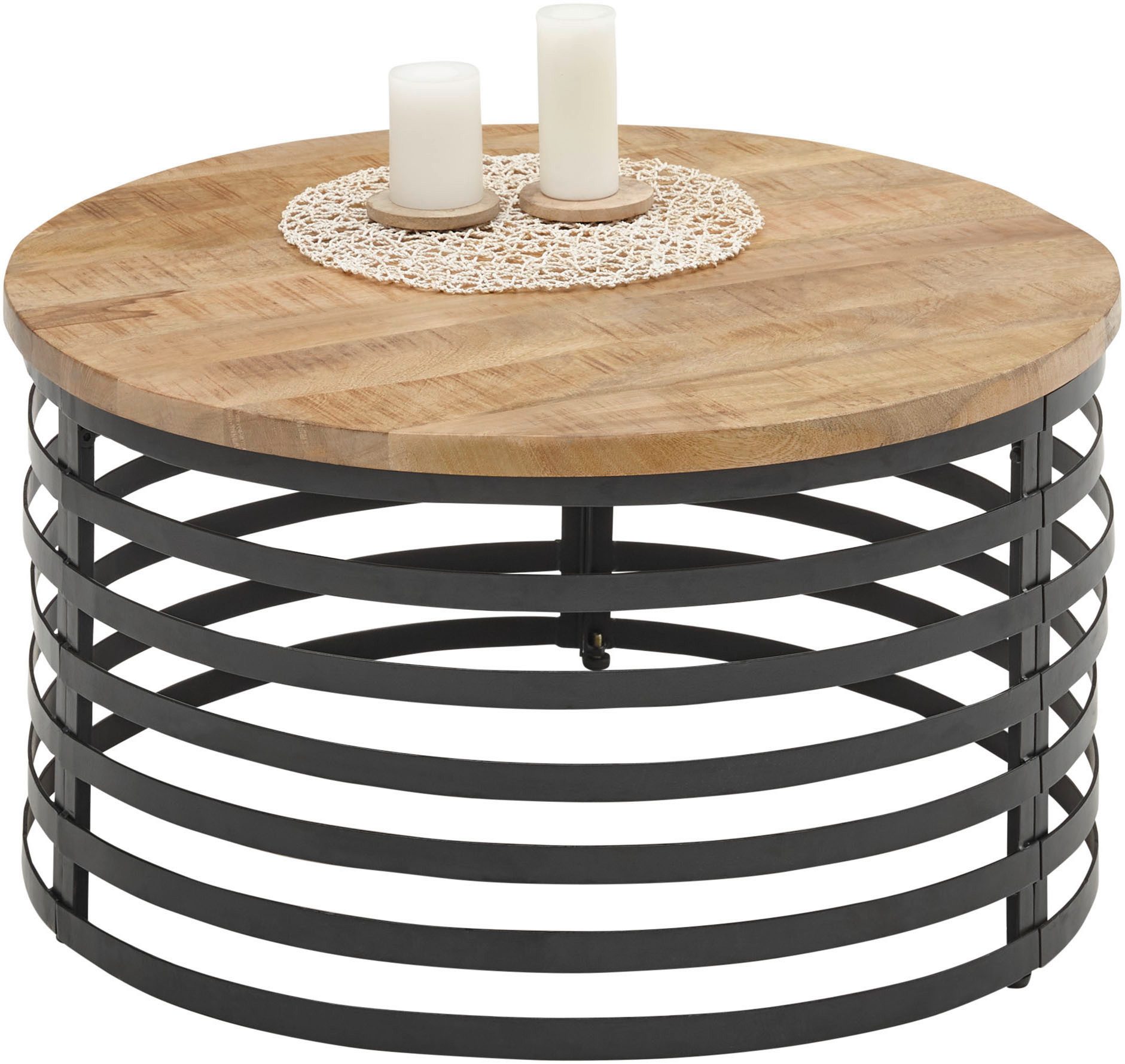 Couchtisch Marly Massivholztisch rund, Wohnzimmertisch, BxH 80x40 cm