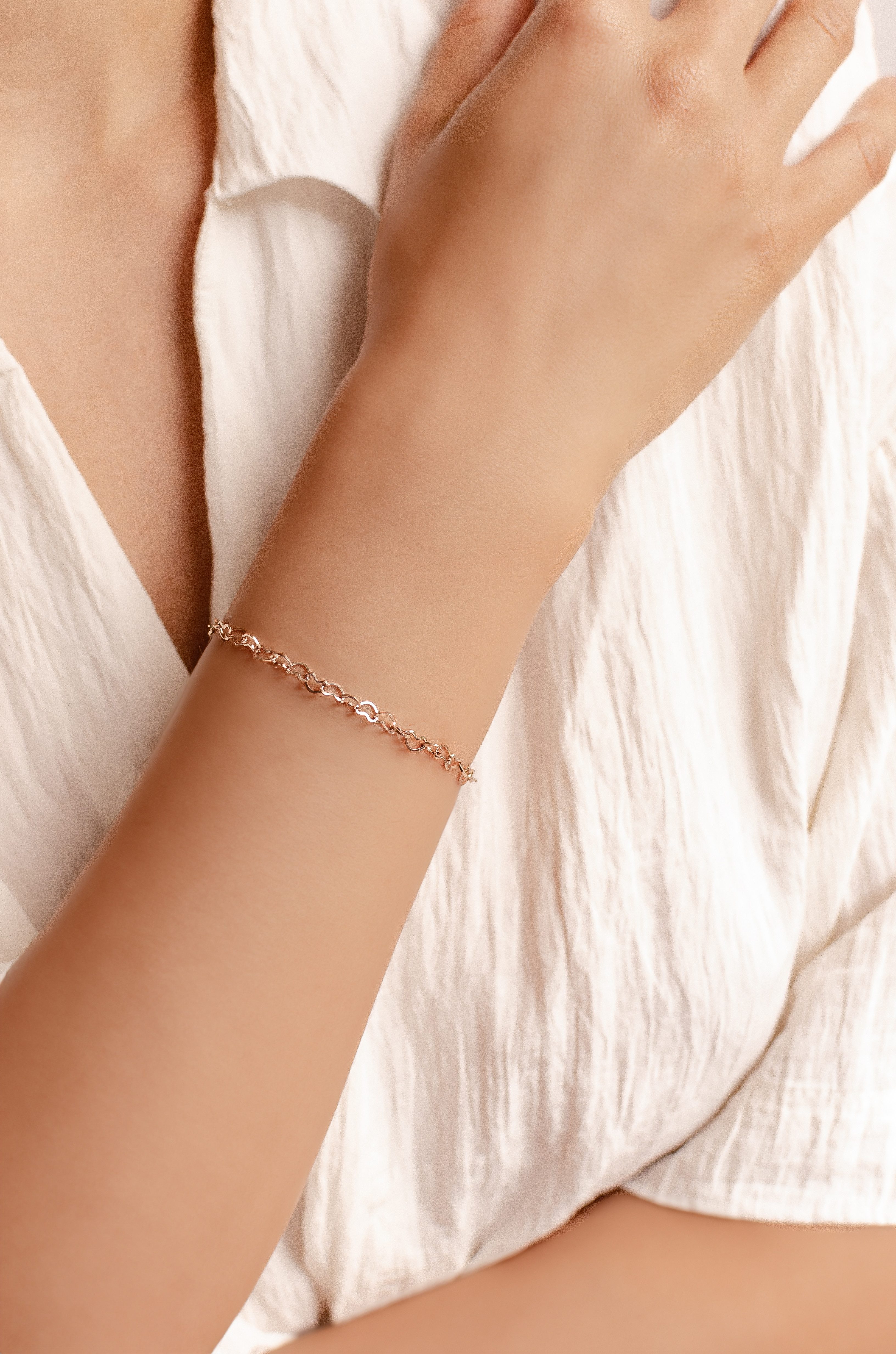 Hey Happiness Gliederarmband Herz Damen, vergoldet 18K Roségold, Edelstahl günstig online kaufen