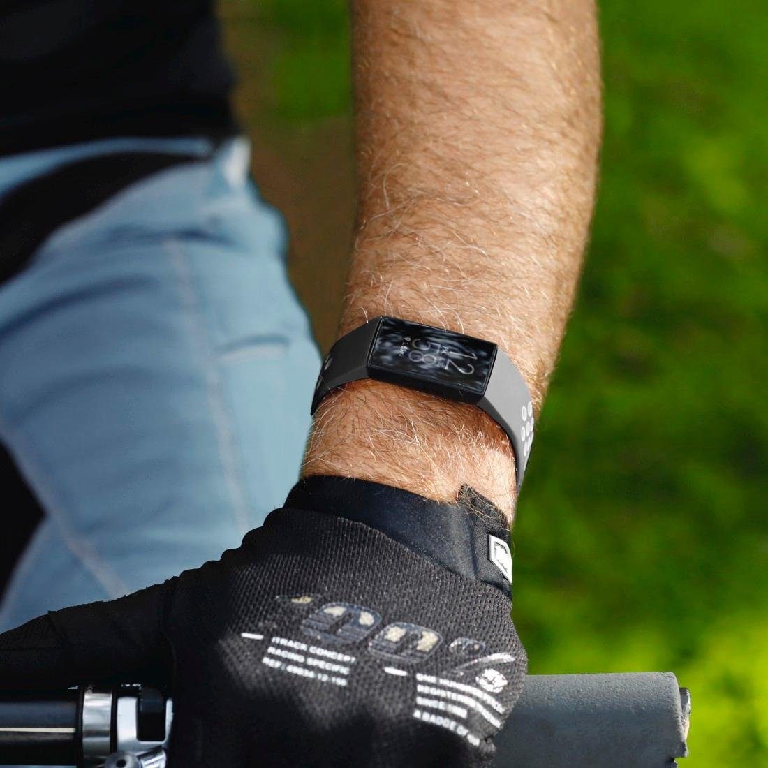 Charge 3/4, Ersatzarmband atmungsaktives Smartwatch-Armband 22mm, Hama Sportarmband, Fitbit - - schwarz Schmutzabweisend Rutschfest Abwaschbar