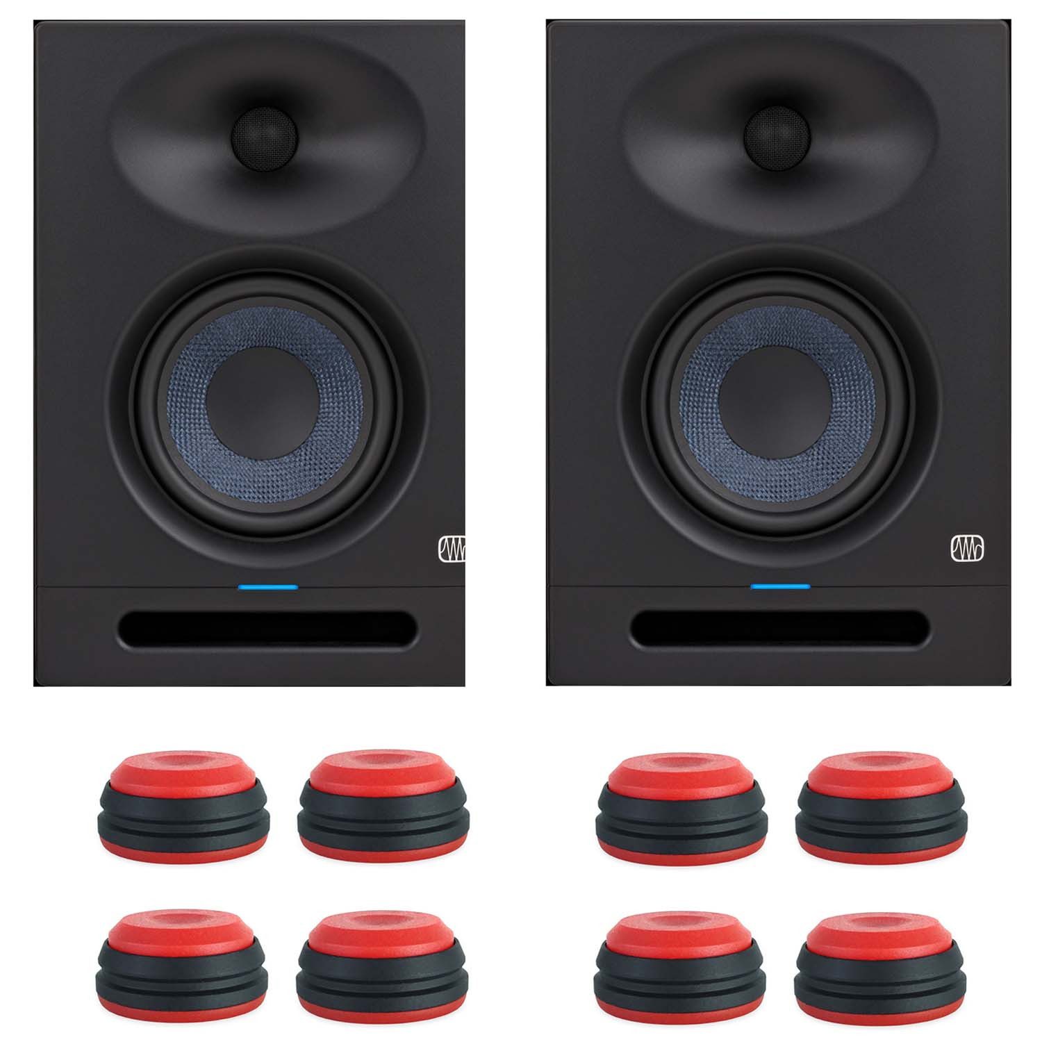 Presonus Eris Studio 5 Boxen PC-Lautsprecher (1 Paar, 160 W, mit BoxenFüße rot)