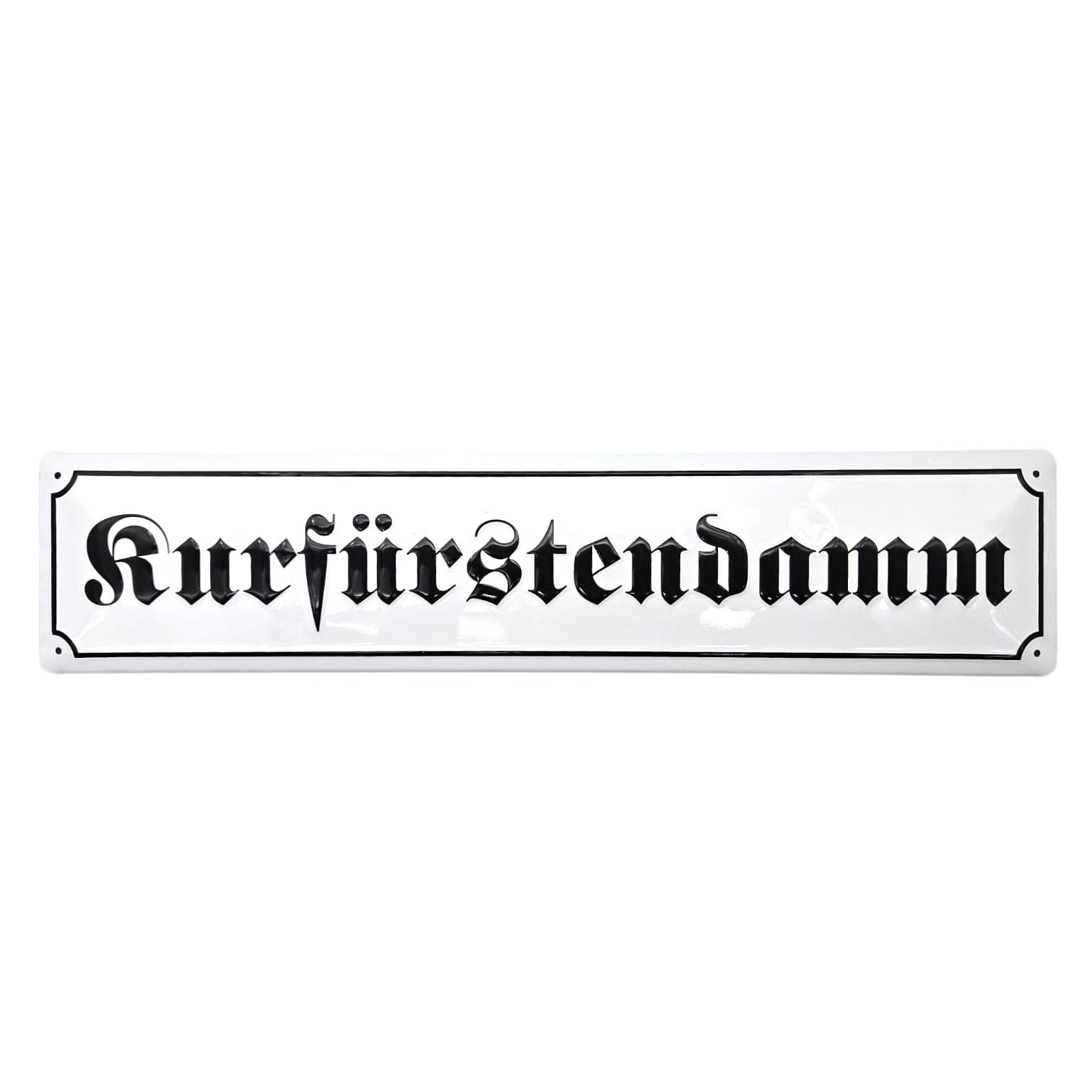 what the shop Metallbild Blechschild Kurfürstendamm Berlin weiß, Straßenschild, Deko-Straßenschild aus Blech 46x10 cm
