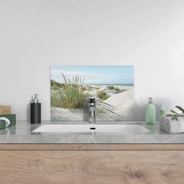 DEQORI Küchenrückwand 'Dünen an Nordseeküste', Glas Spritzschutz Badrückwand Herdblende