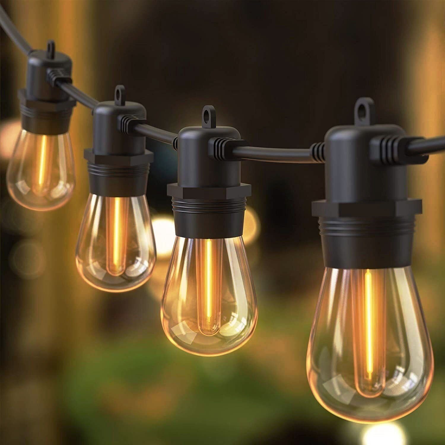 Elegear Lichterkette LED Lichterkette Außen 16/17/31/32M Gartenleuchte mit S14 Glühbirnen, mit Steckdosen, Erweiterbar für Hinterhof Veranda Balkon Party Deko