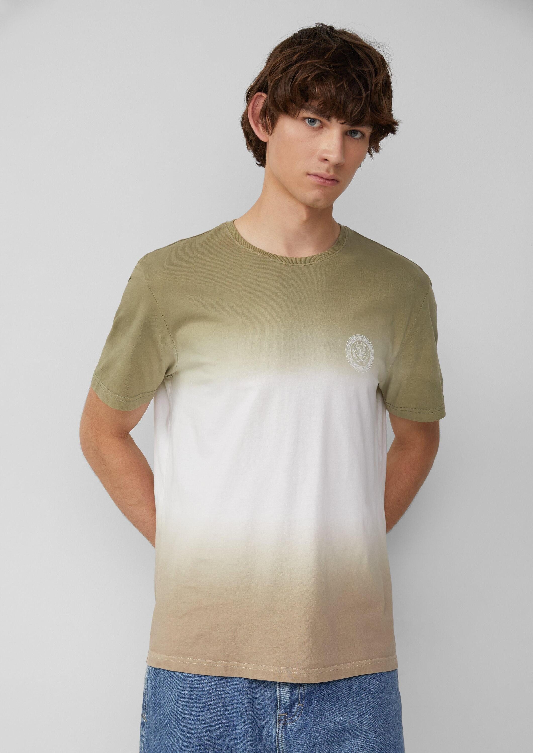 QS Kurzarmshirt T-Shirt T-Shirt mit Farbverlauf und Frontprint