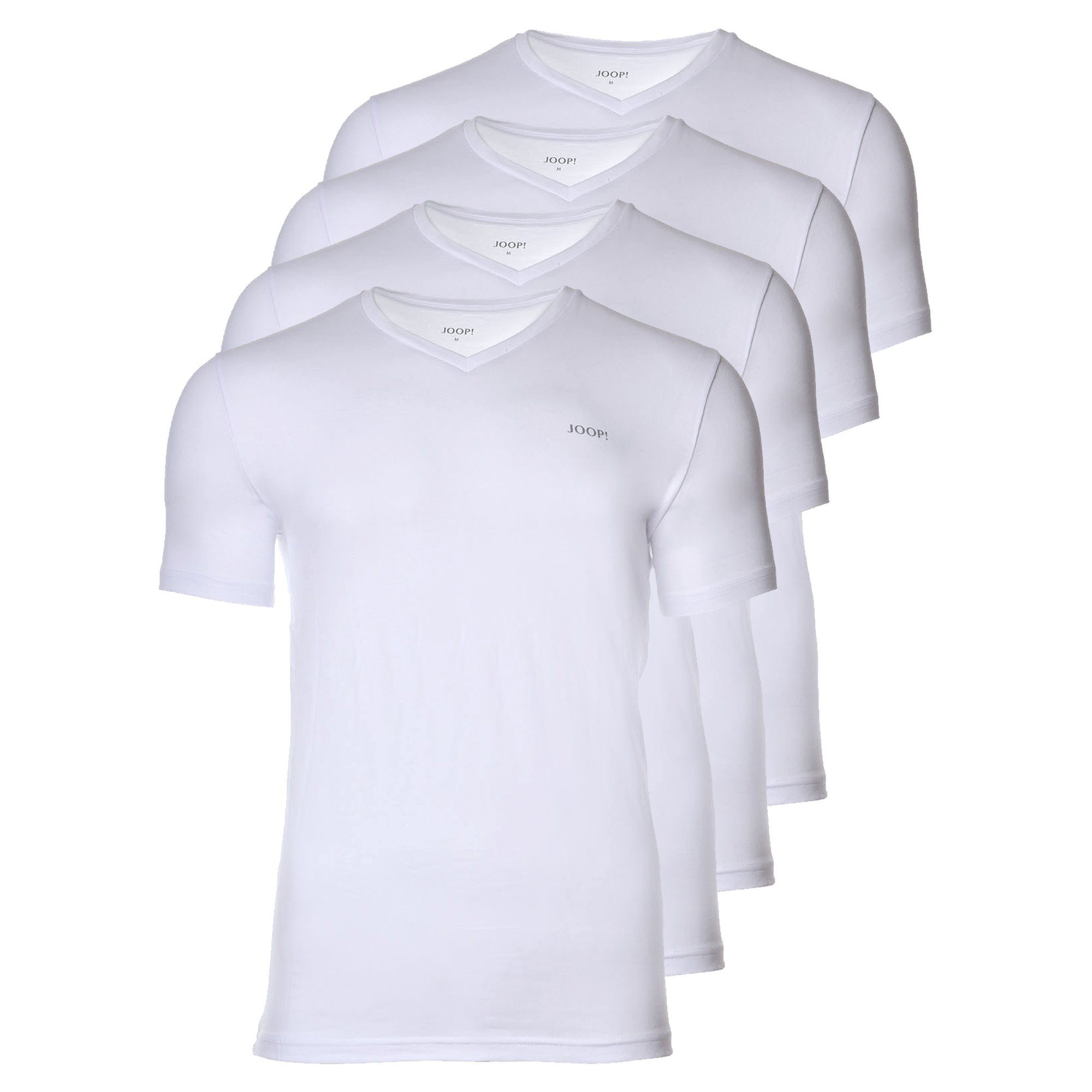 Joop! T-Shirt Herren Unterhemd, 4er Pack - T-Shirt, V-Neck Weiß