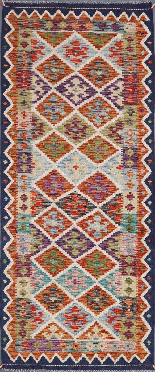 Orientteppich Kelim Afghan 85x203 Handgewebter Orientteppich Läufer, Nain Trading, rechteckig, Höhe: 3 mm