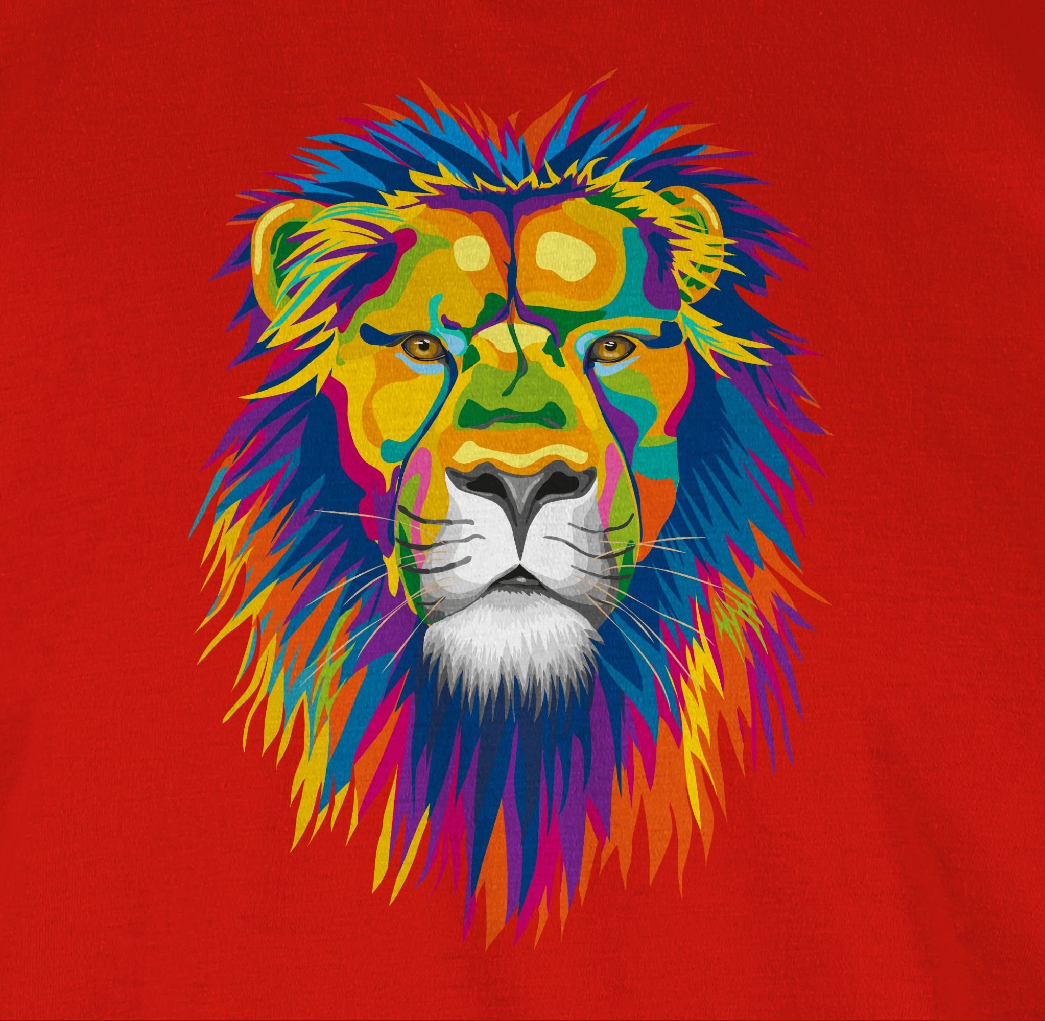 Shirtracer T-Shirt Löwe Lion Wildnis Deko Dschungel Rot 03