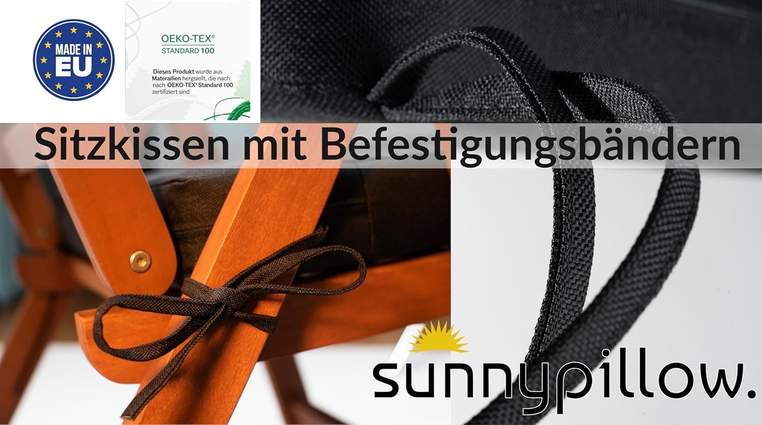 sunnypillow Stuhlkissen 2er Set Stuhlkissen Rund Ø 40 cm mit Bändern "HAVANA"