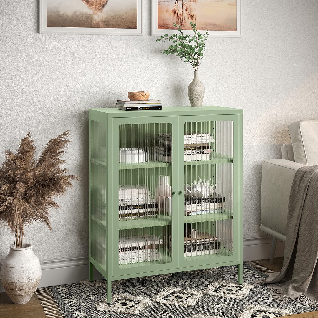 skølm Highboard Norns, Metallkommode, kratzfest, mit Glastüren günstig online kaufen