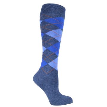 Socked Kniestrümpfe Herren (6 Paar) Baumwolle, lange Socken, guter Halt, Uni / Karo-Muster