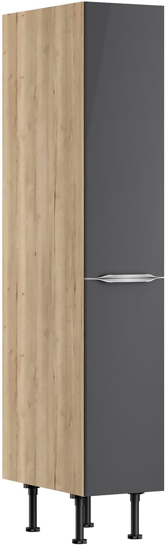 anthrazit Hochglanz/wildeiche Nachbildung | Korpus: wildeiche Nachbildung