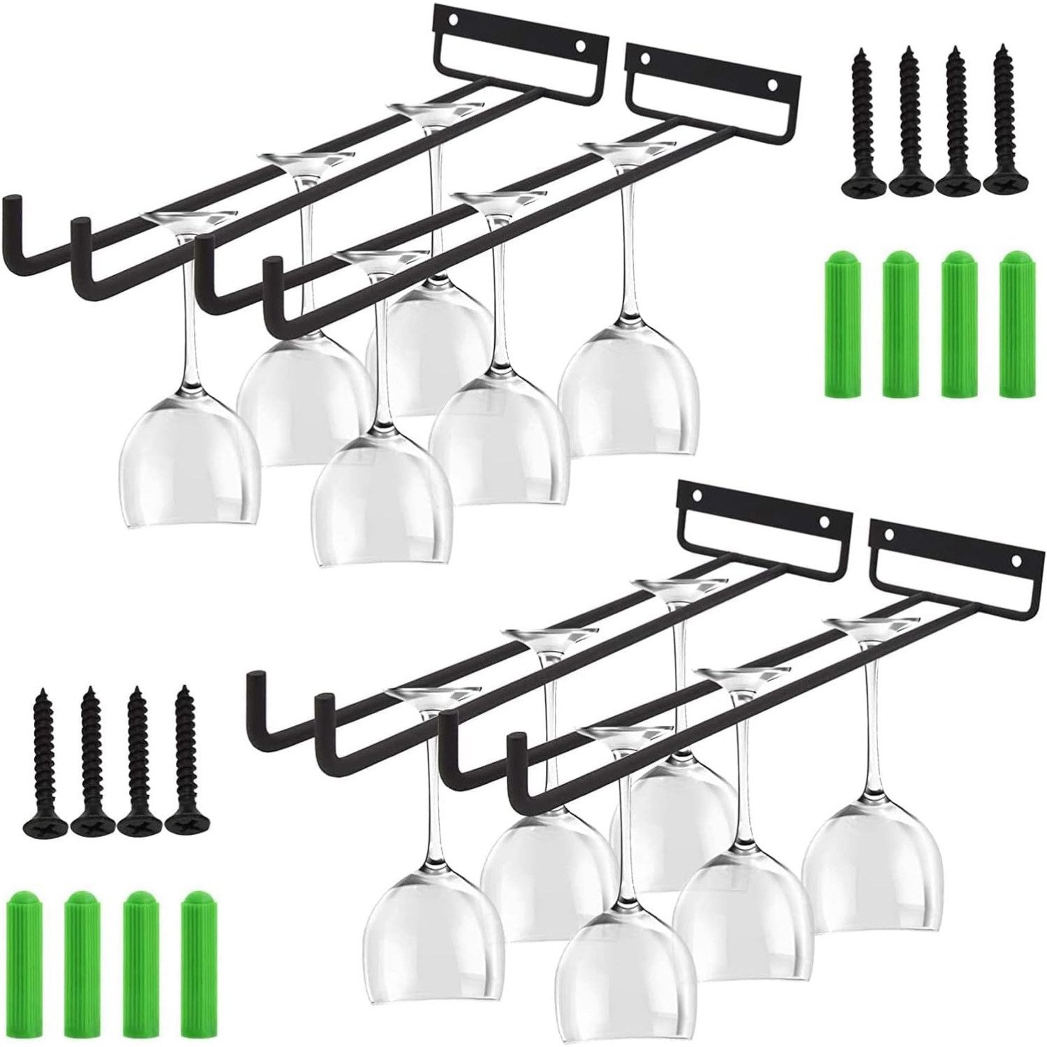 Cocktail-Set Weinglashalter 4er Bar Zubehör Unter Schrank Schwarz 30cm