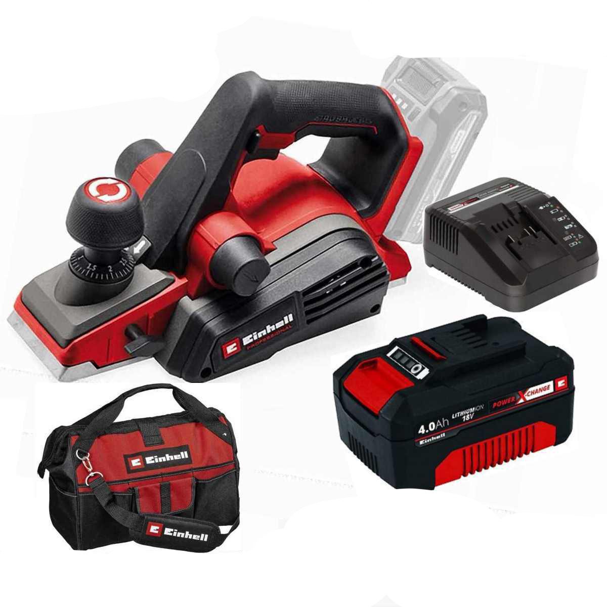 Einhell Akku-Elektrohobel Professional 18V Akku-Handhobel TP-PL 18/3 Li BL - Akku 4.0 Ah Tasche
