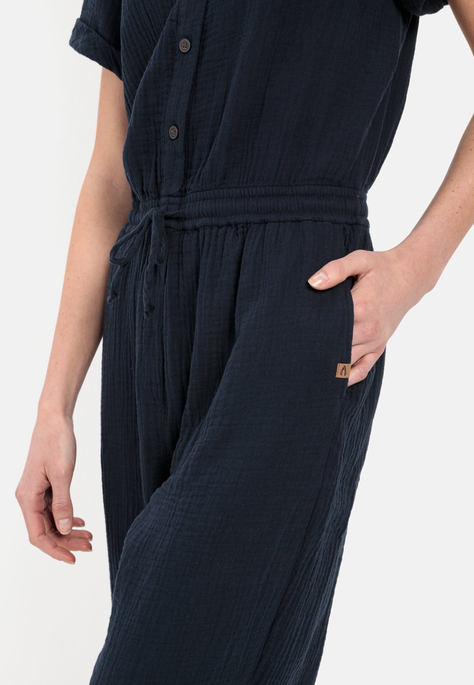 camel active Jumpsuit aus sommerlichem Musselin Kurzarm Kentkragen