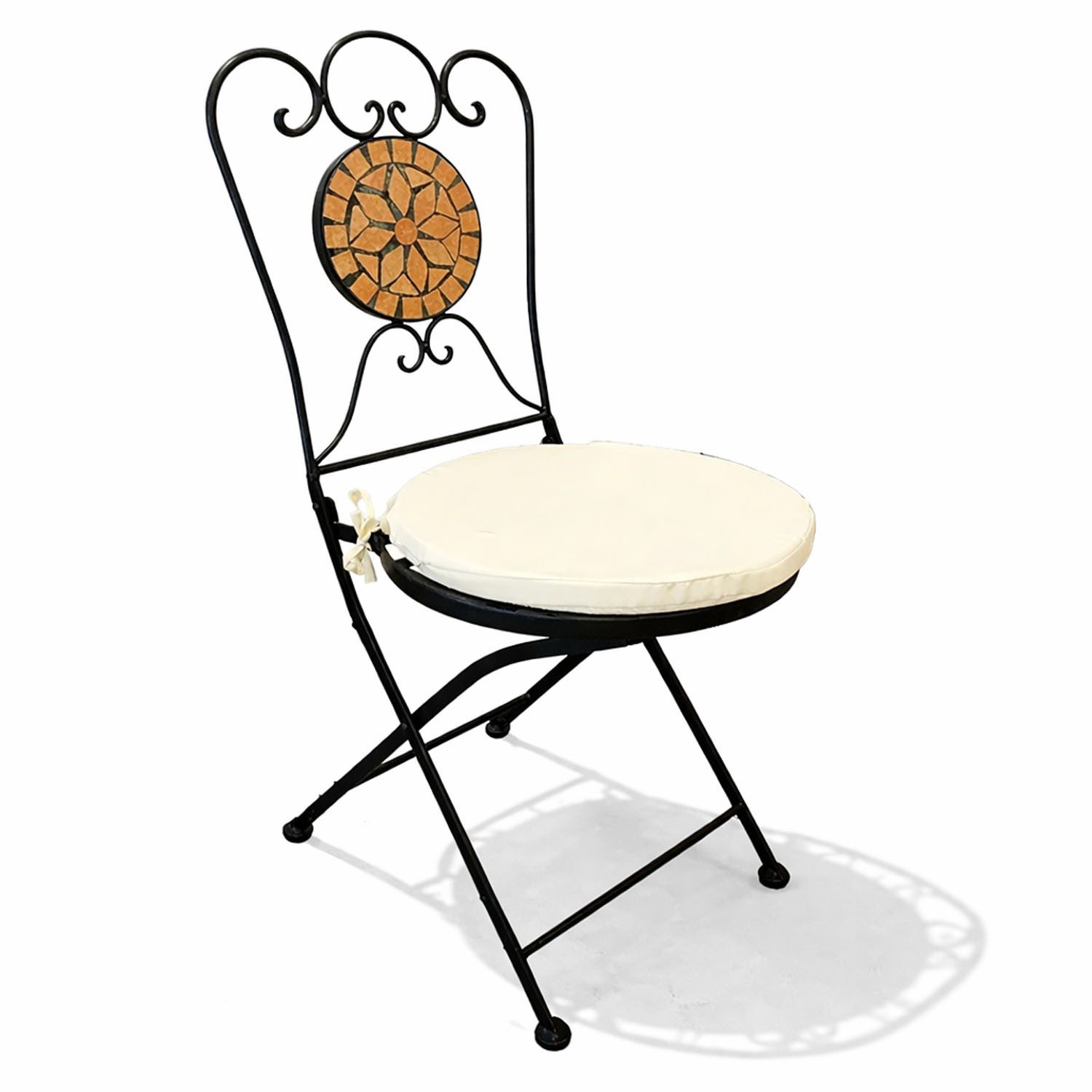 Mojawo Armlehnstuhl Mosaik Klappstuhl Gartenstuhl Bistrostuhl Terrakotta mit Polster