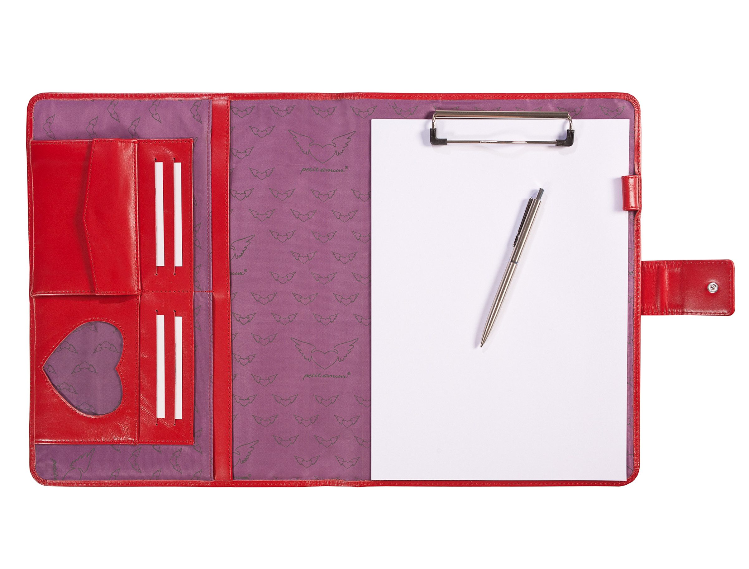 Schreibmappe A4 Notizbuch LISA Leder Rot, Organizer Dokumentenmappe
