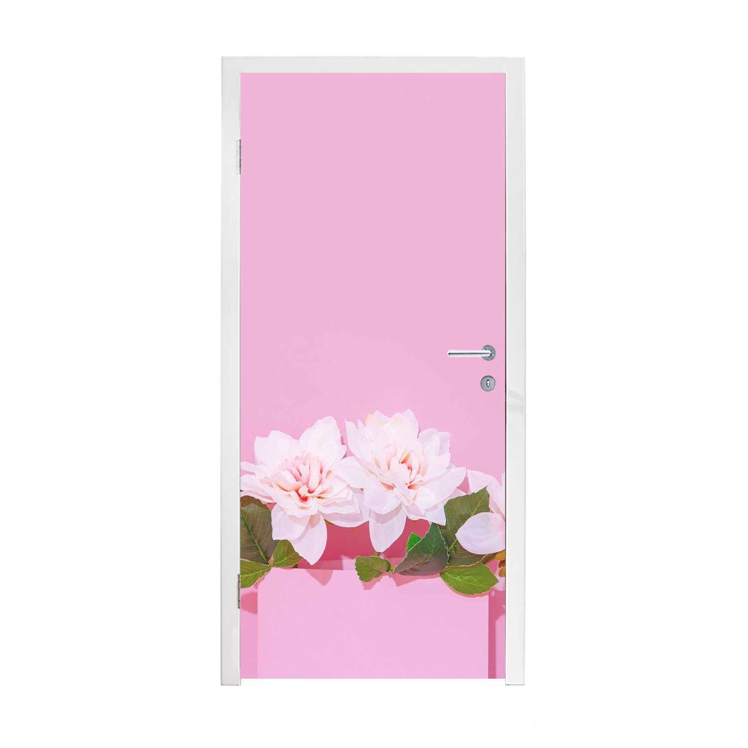 MuchoWow Türtapete Blüte - Sommer - Rosa, Matt, bedruckt, (1 St), Fototapete für Tür, Türaufkleber, 75x205 cm