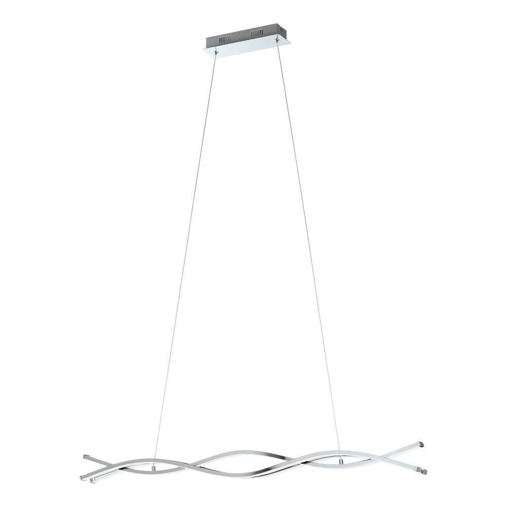 EGLO Hängeleuchte LASANA 2 Hängelampe, chrom, weiß, Pendelleuchte, 3-flammig, modern, LED fest integriert, Warmweiß, Wohnzimmer, Esszimmer, minimalistisch, geschwungene Bauform, 120x100cm