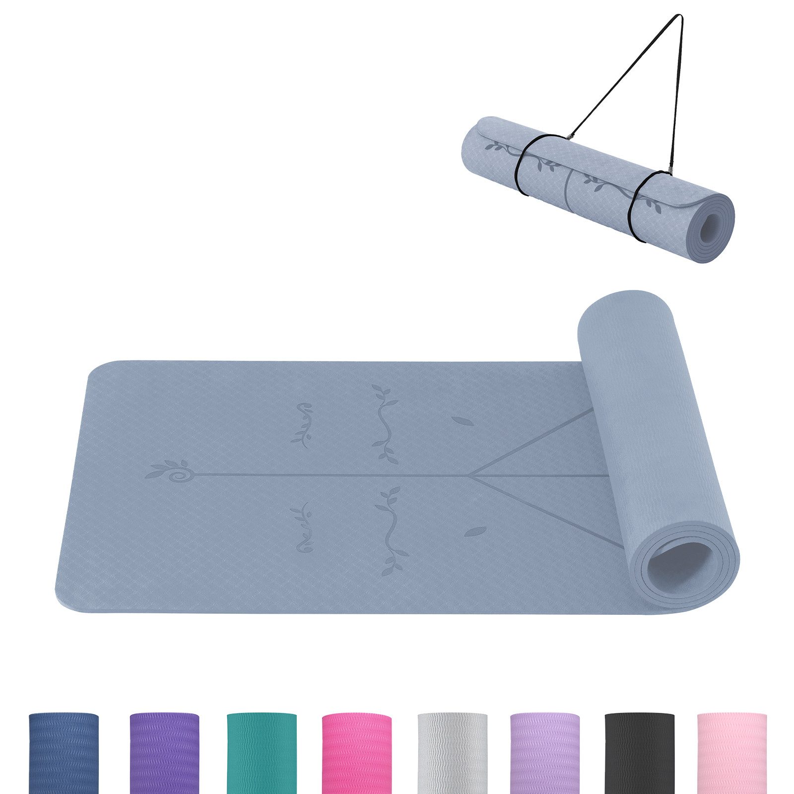 Good Nite Yogamatte TPE Yogamatte – Rutschfest, 6mm, 183x61cm, Fitnessmatte (1-St), 183 x 61 x 0,6 cm (L x B x H)