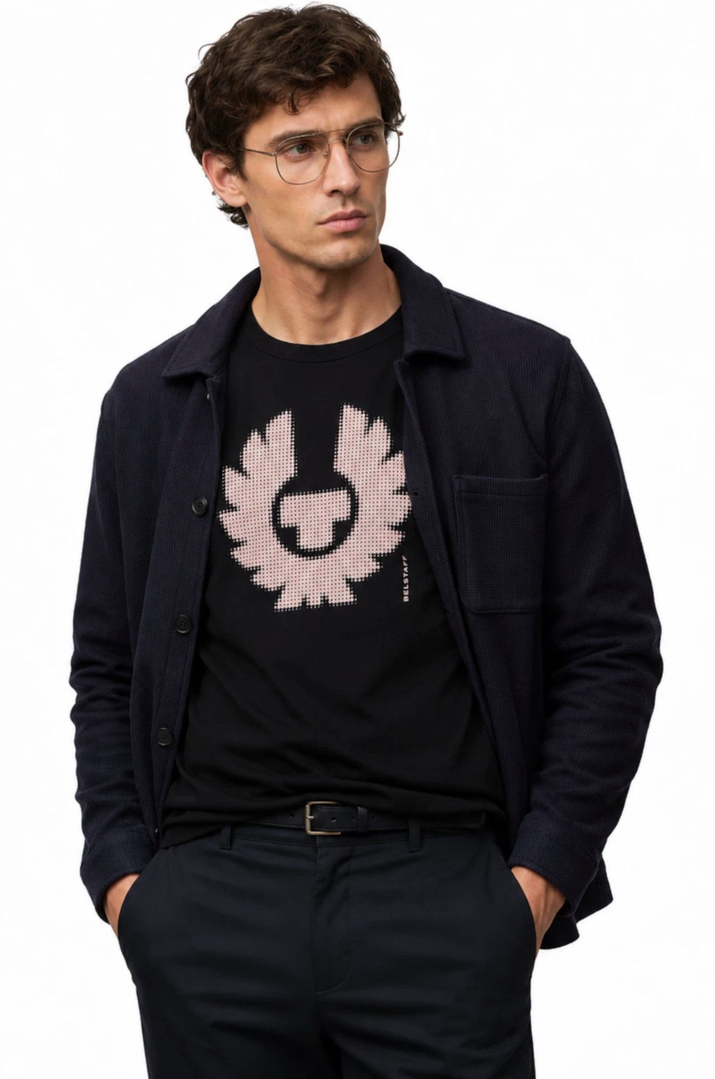 Belstaff T-Shirt London Retro Bitmap Logo Iconic Tee Cotton Regular Cut (1-tlg) Großflächiger Bitmap-Phoenix-Print auf der Vorderseite