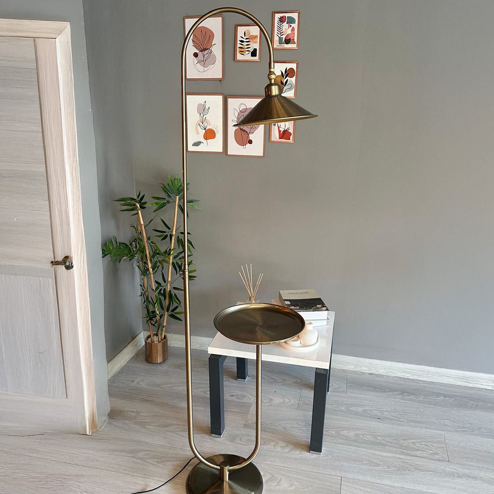 Bamyum Stehlampe Tumbled U Couchtisch Moving Head Moderne Stehleuchte, ohne Leuchtmittel, E27, verstellbarer Lampenschirm, Stehluchte mit Ablage