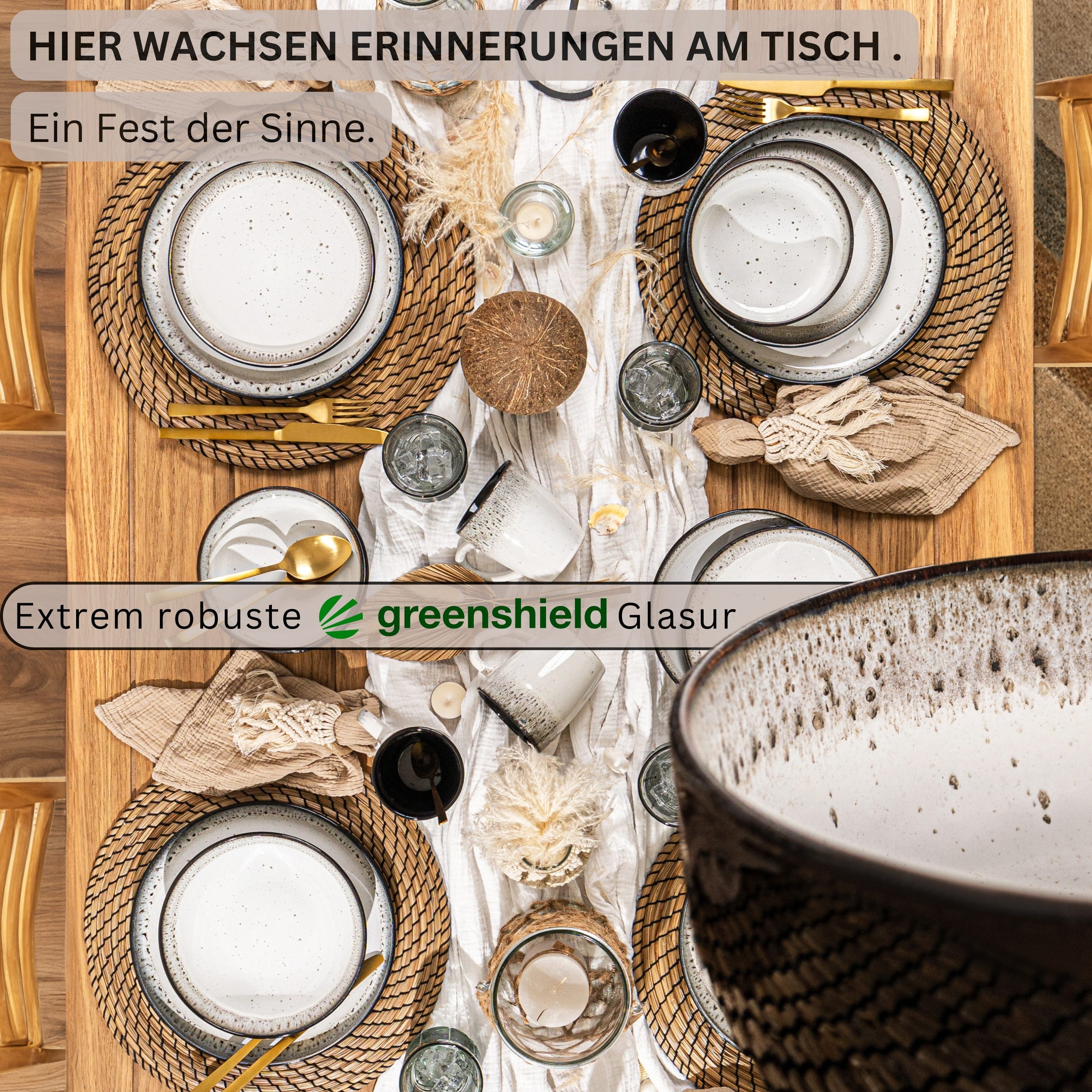 SÄNGER Teller Set Sansibar, (6 St), Schalen Set, 6 Personen, Steingut, Handmade, VALUE COLLECTION