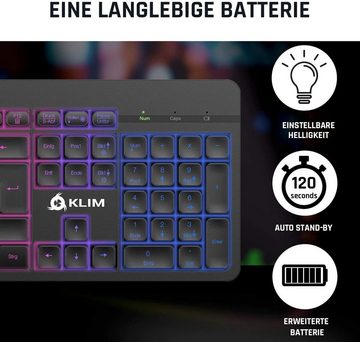 KLIM Domination Gaming-Tastatur (RGB Beleuchtung, Blaue Tasten, Mechanische Tastatur, QWERTZ)