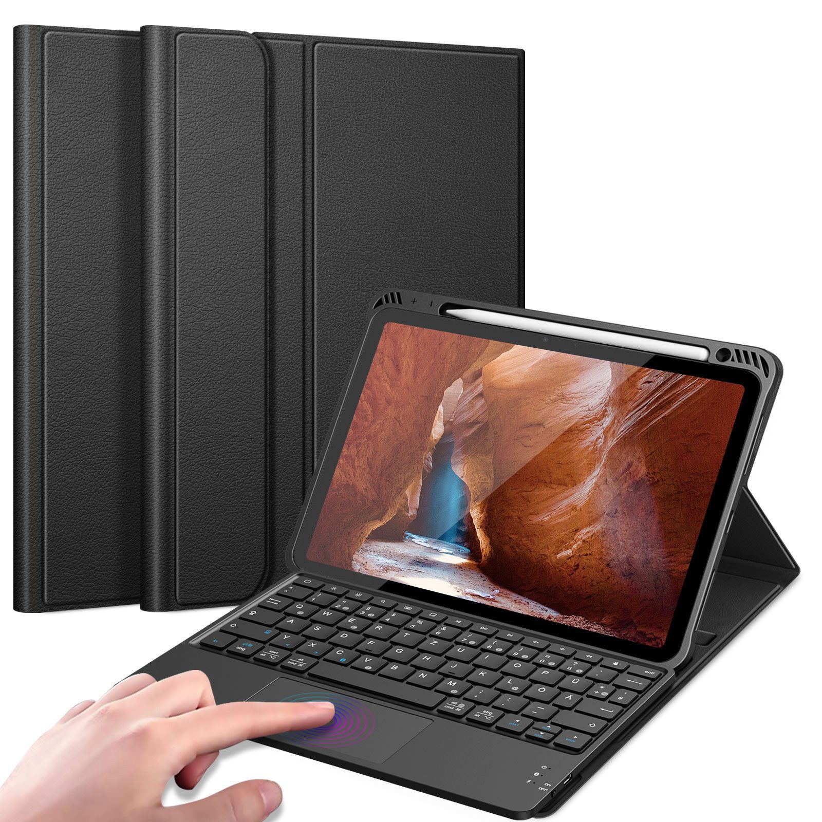 Fintie Tablet-Hülle für iPad Air 11'' M4/M3/M2(2026/2025/2024), iPad Air 5/4 Gen 2022/2020 10.9 Zoll, mit Stifthalter, Magnetische Abnehmbare Deutsche Tastatur mit Touchpad