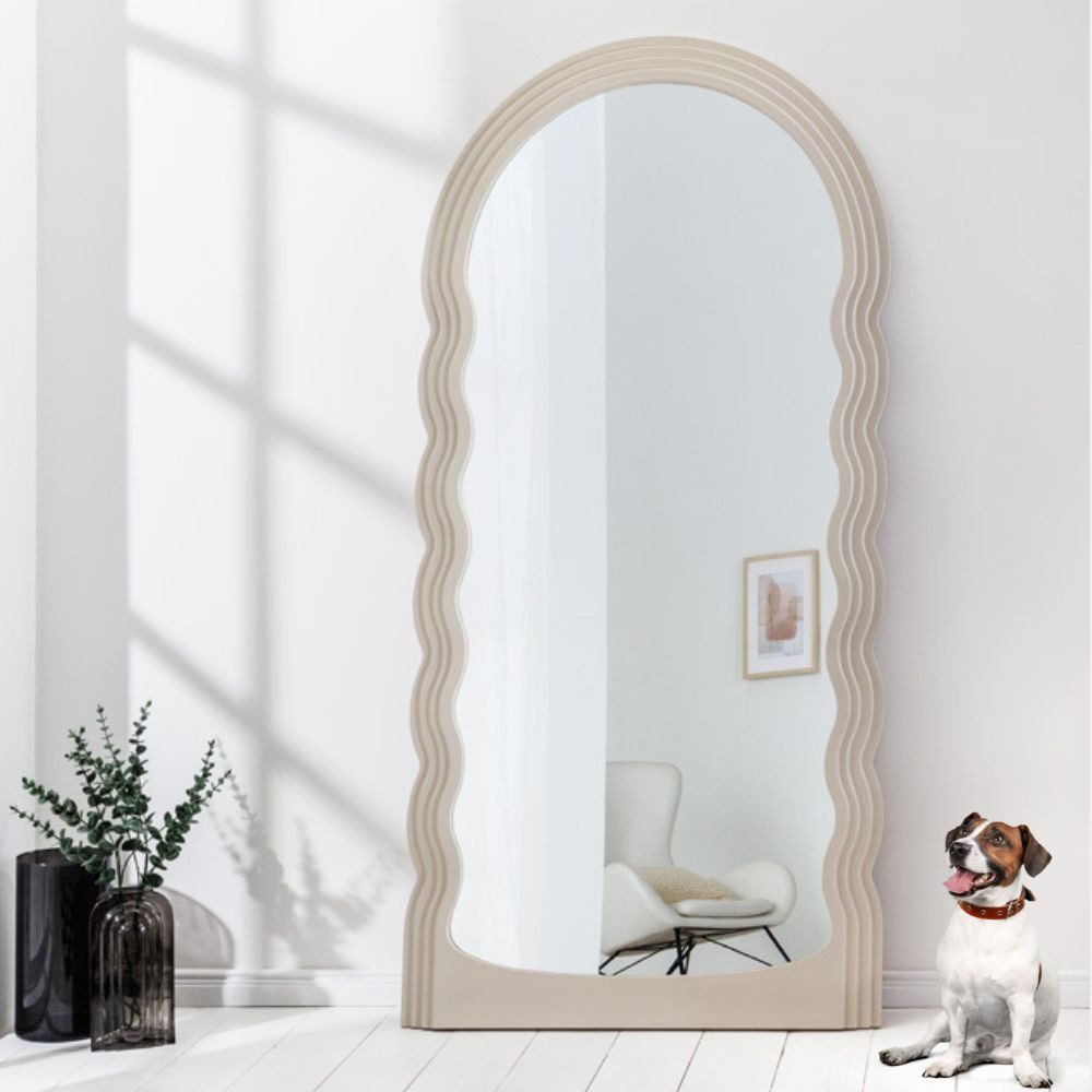 LebensWohnArt Wandspiegel Extravaganter Rundbogen Design Зеркало 160x80cm FORMOSA greige