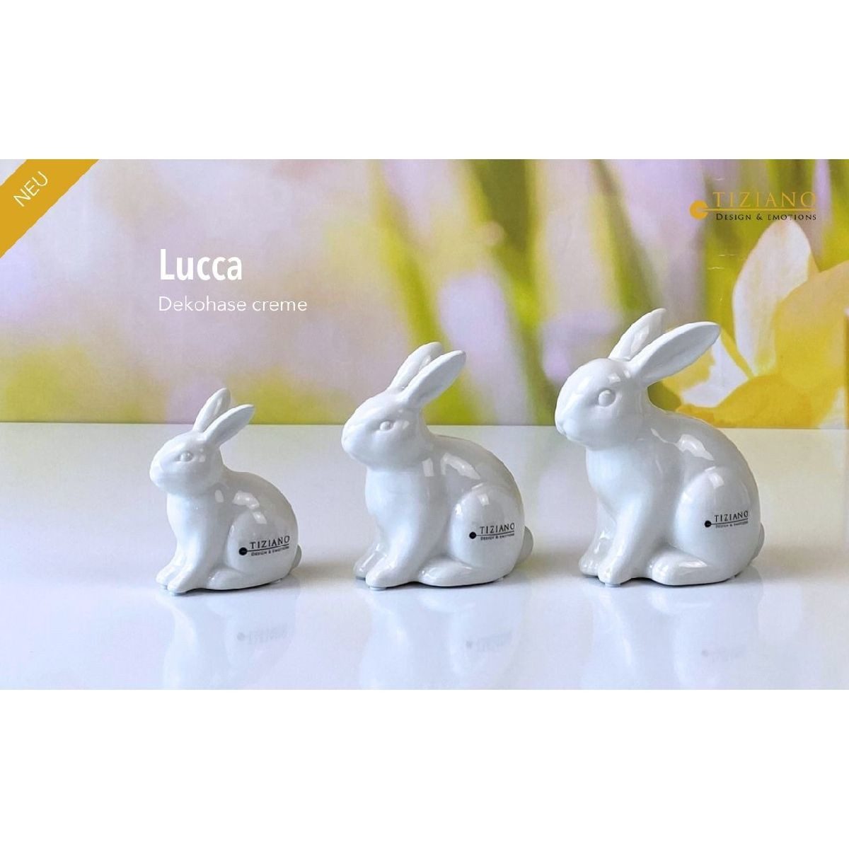 TIZIANO - DESIGN & EMOTIONS Dekofigur Deko Hase Lucca cremeweiß – modern – 11, 13 oder 15 cm
