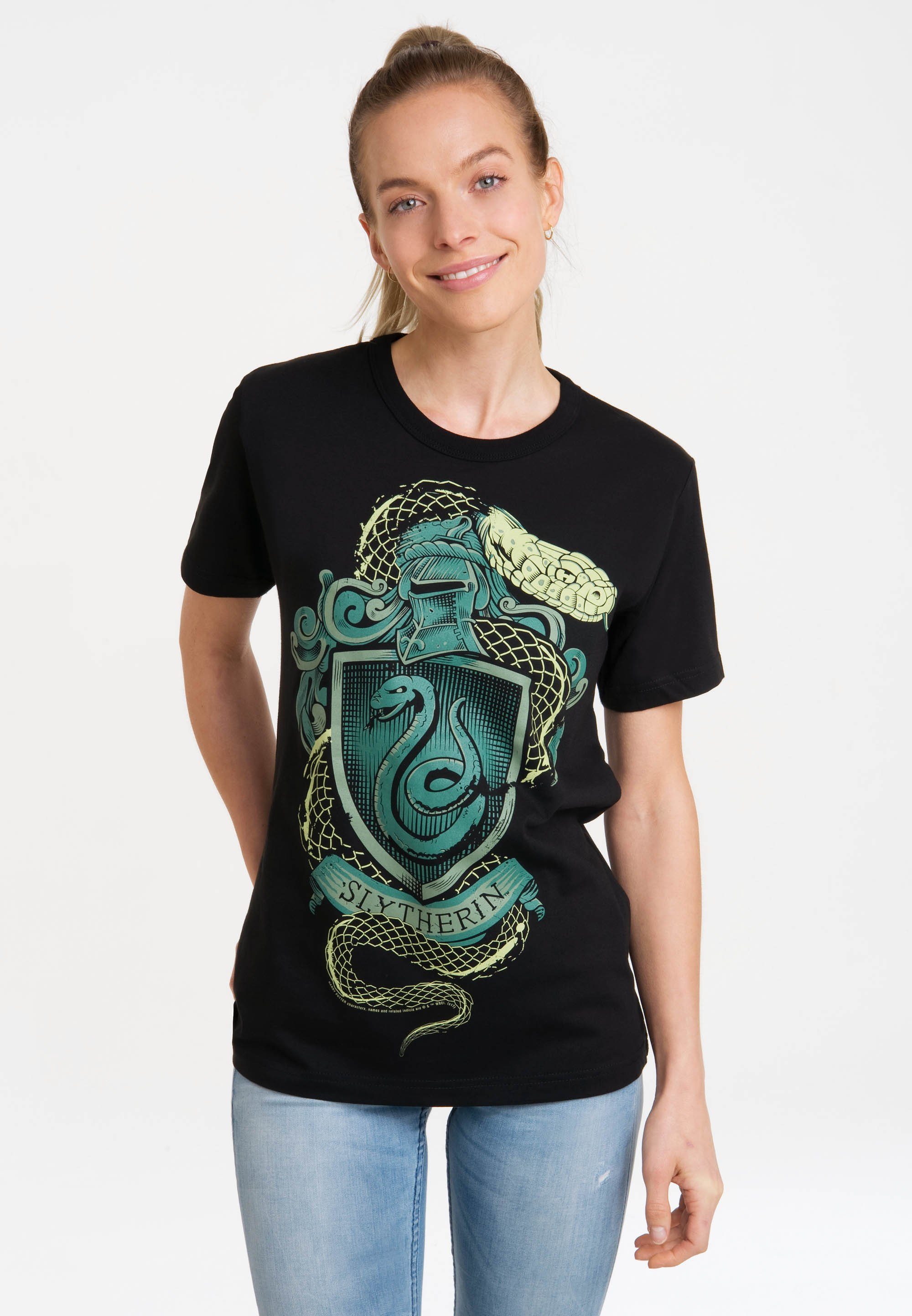 Harry - mit Slytherin LOGOSHIRT T-Shirt Potter lizenziertem Print