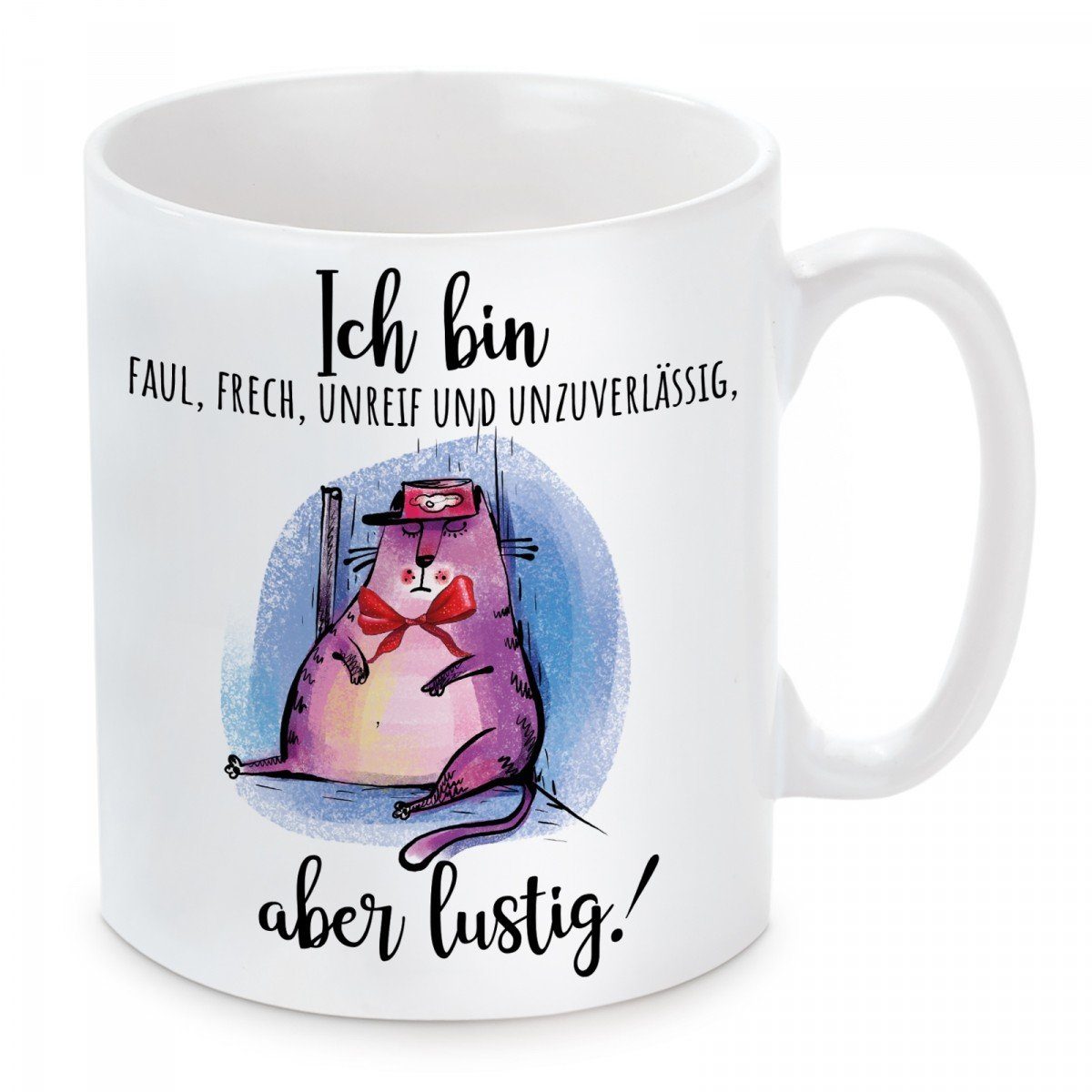 unreif, Kaffeetasse Kaffeebecher frech, Motiv mit bin schlampig, mikrowellengeeignet Tasse Ich spülmaschinenfest faul, und Keramik, Herzbotschaft