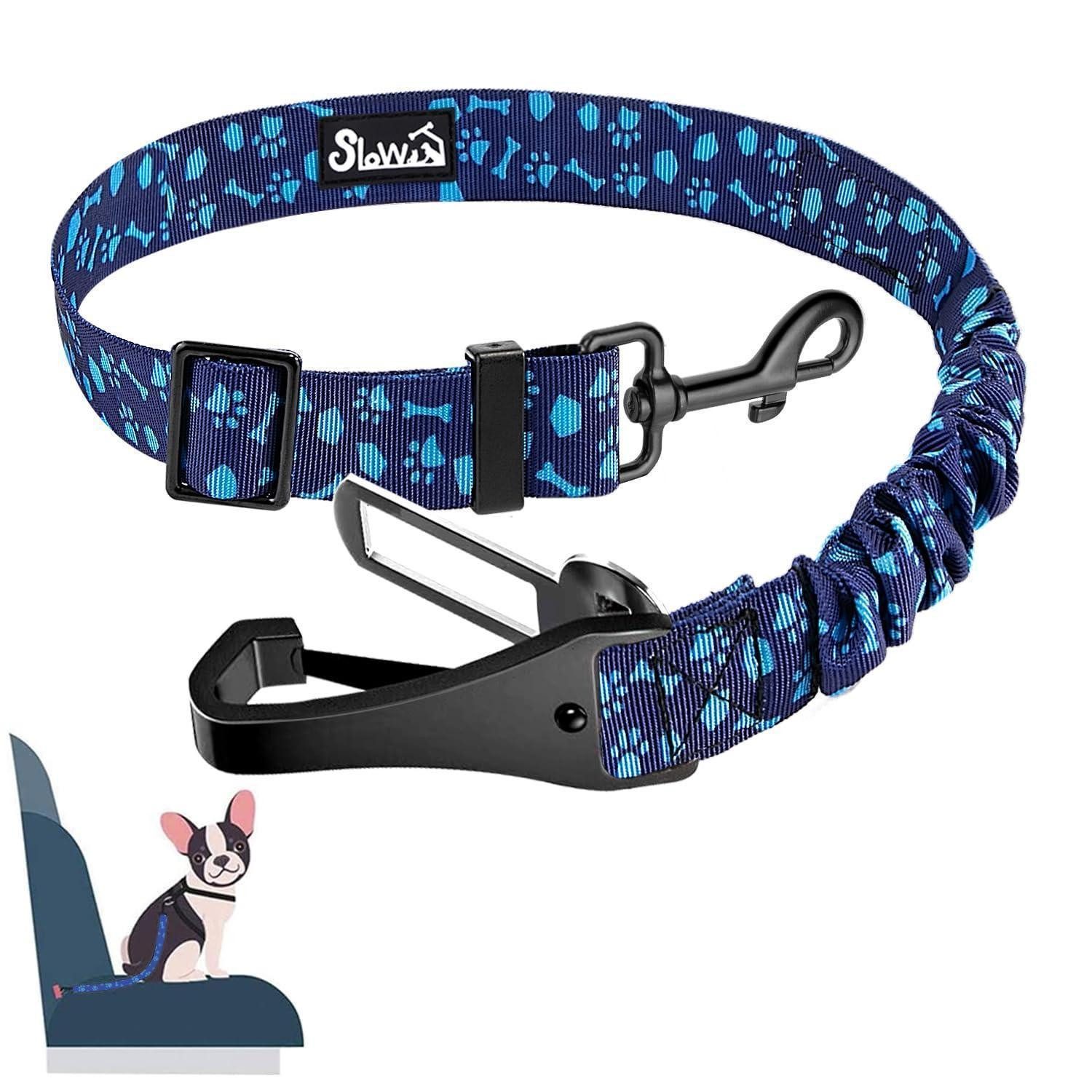 LuxusKollektion Autohundegeschirr Hunde Sicherheitsgurt Anschnallgurt Auto 3in1 Ruckdämpfung 70CM Blau