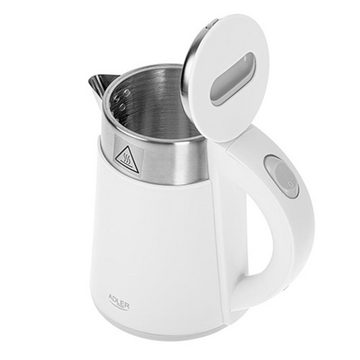 Adler Wasserkocher AD 1372 White, 0,6 l, 800,00 W, Weiß 360° Drehbarer Sockel Wasserkessel Kanne Tee