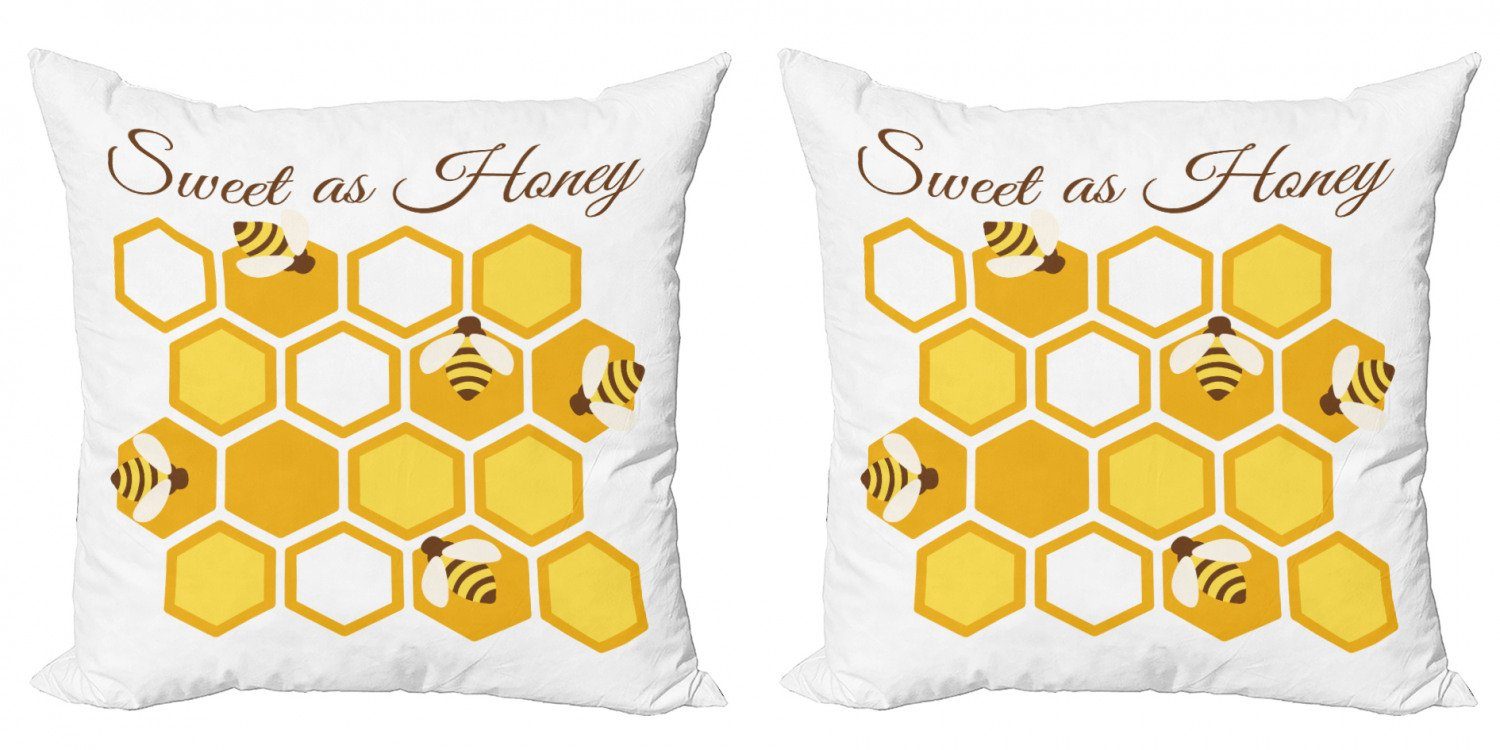 Kissenbezüge Modern Accent Doppelseitiger Digitaldruck, Abakuhaus (2 Stück), Honey Bee Cursive Wording Beehive