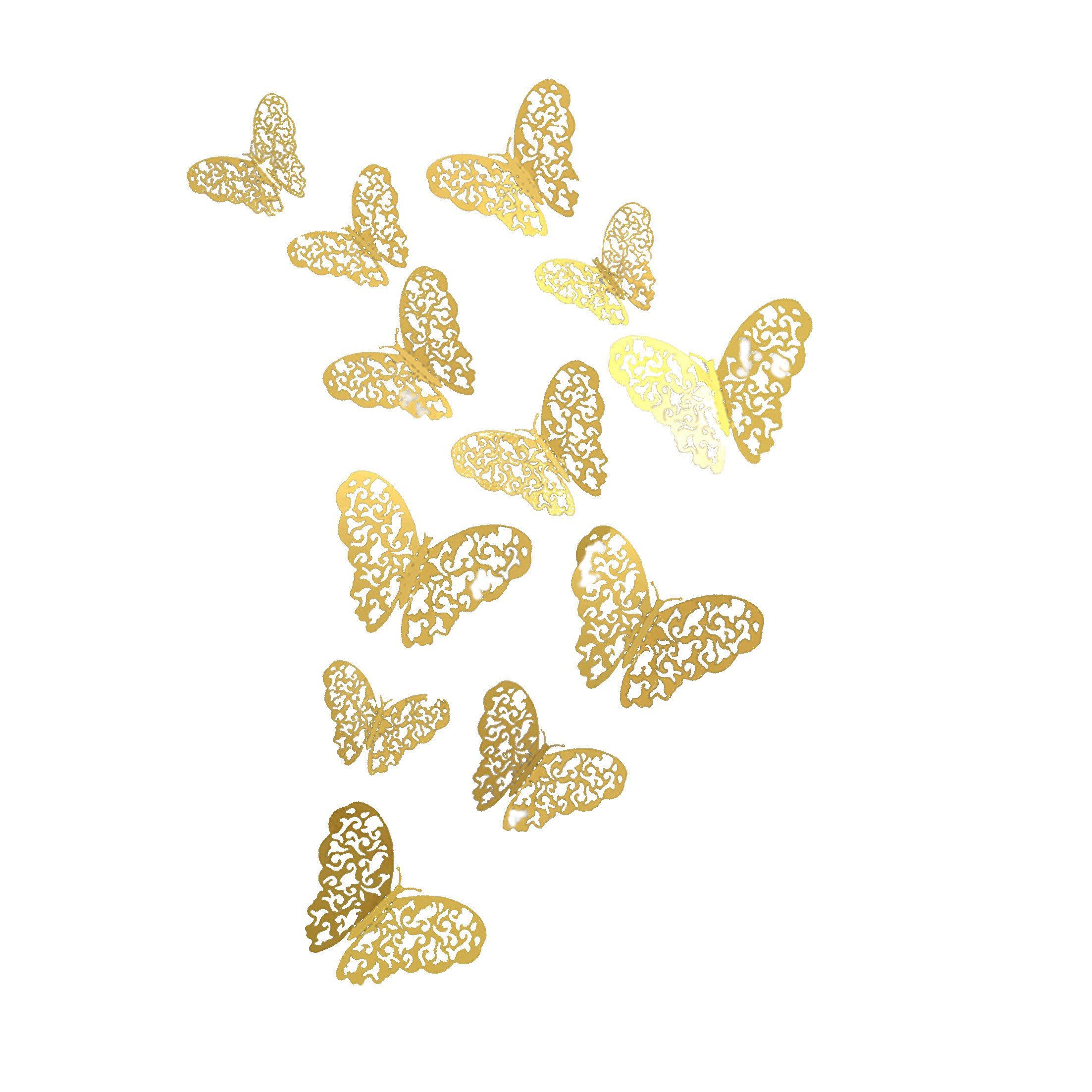 KINSI 3D-Wandtattoo 3D Schmetterling Wandaufkleber Set, Metallic-Effekt Wan günstig online kaufen