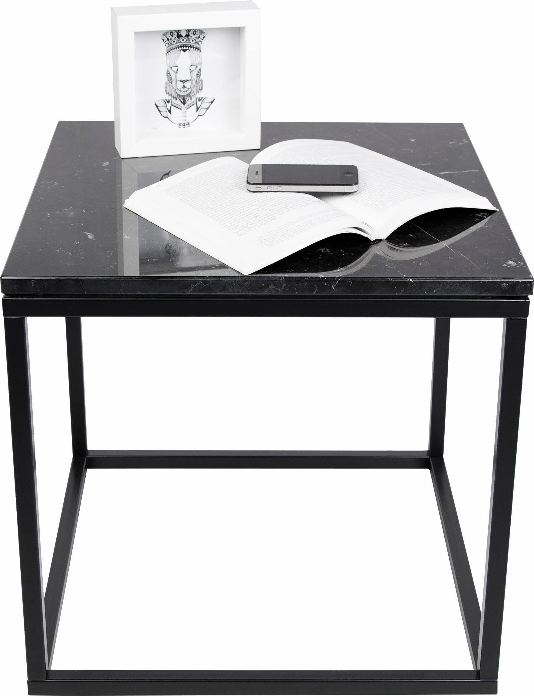 TemaHome Beistelltisch Praise, unterschiedliche Farben der Tischplatte und des Gestells, Breite 50 cm Schwarze Marmorplatte