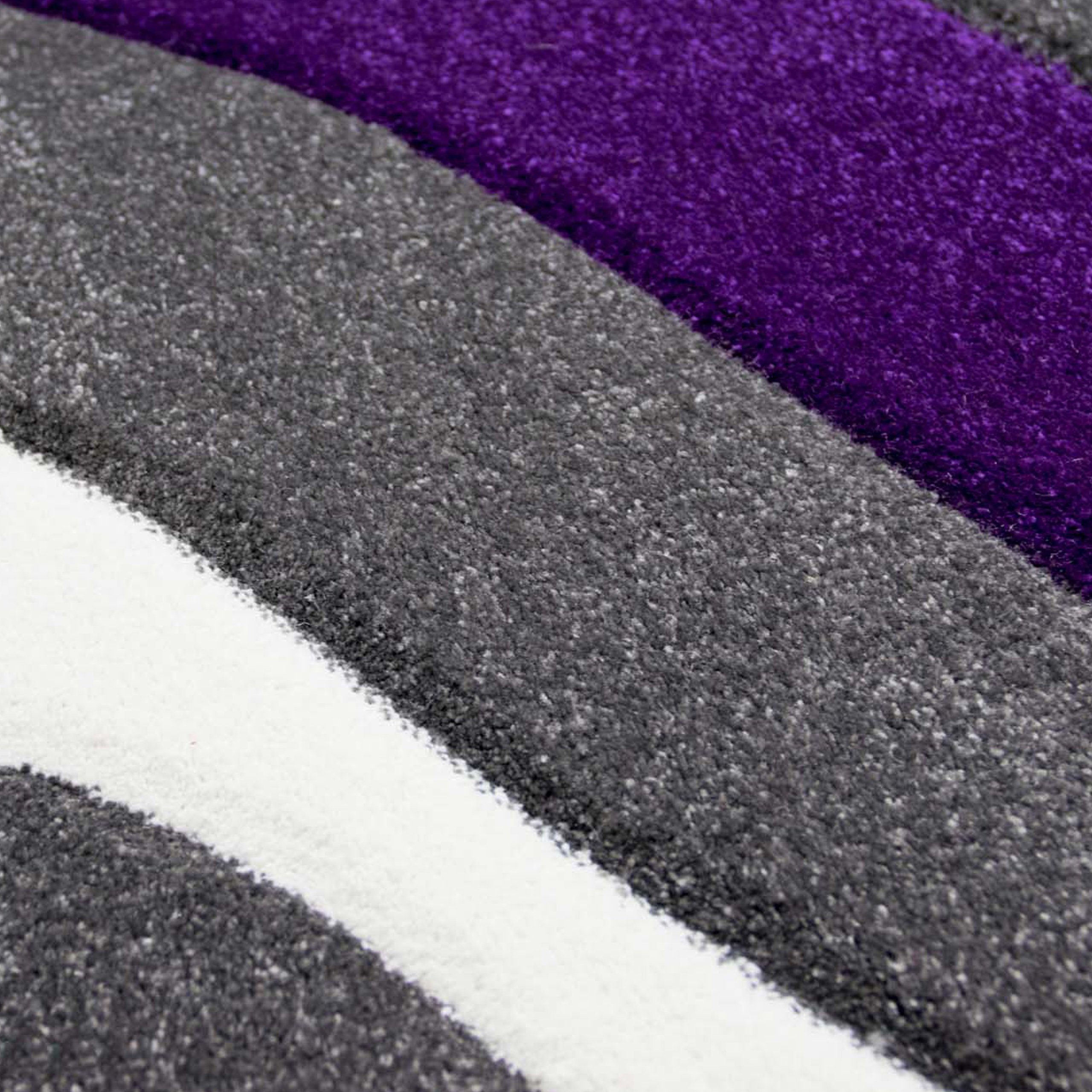 Carpetia Teppich Stylischer Teppich mit Wellenoptik, in lila grau& weiß, re günstig online kaufen