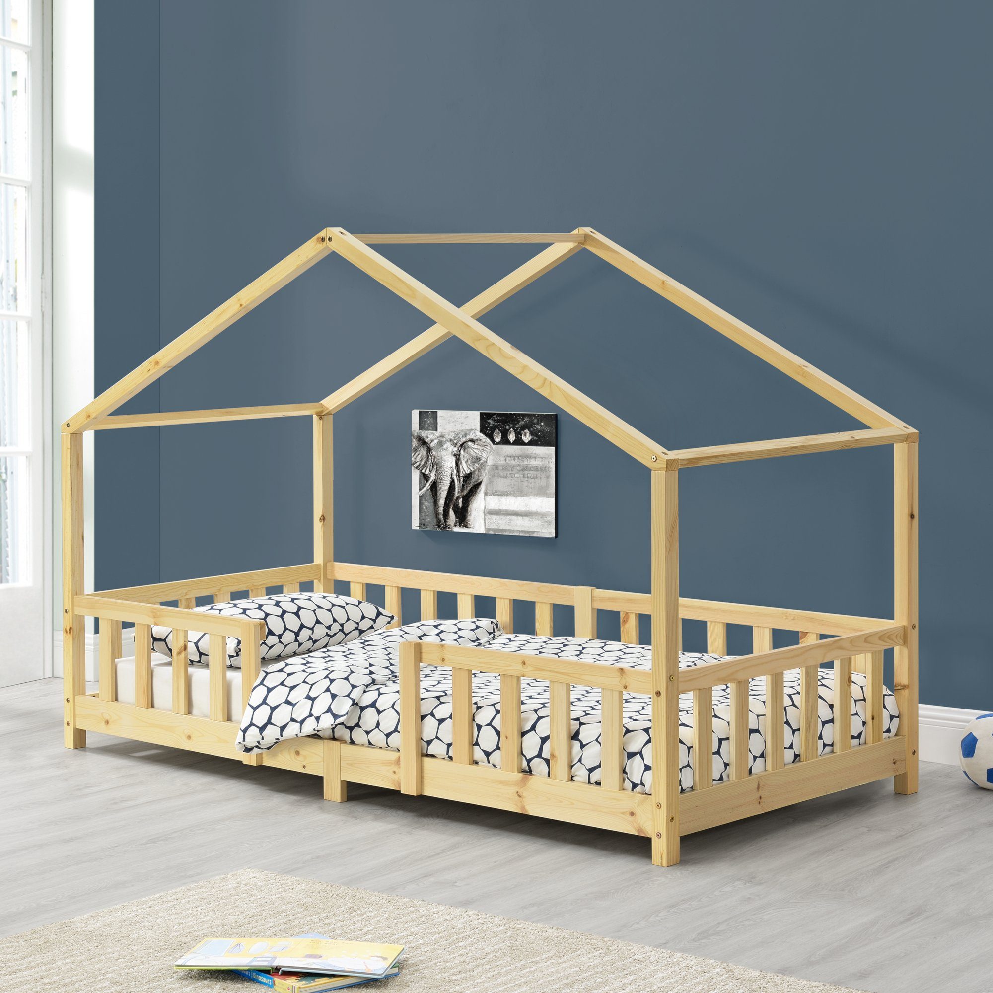 en.casa Kinderbett, »Treviolo« Haus-Optik mit Rausfallschutz günstig online kaufen