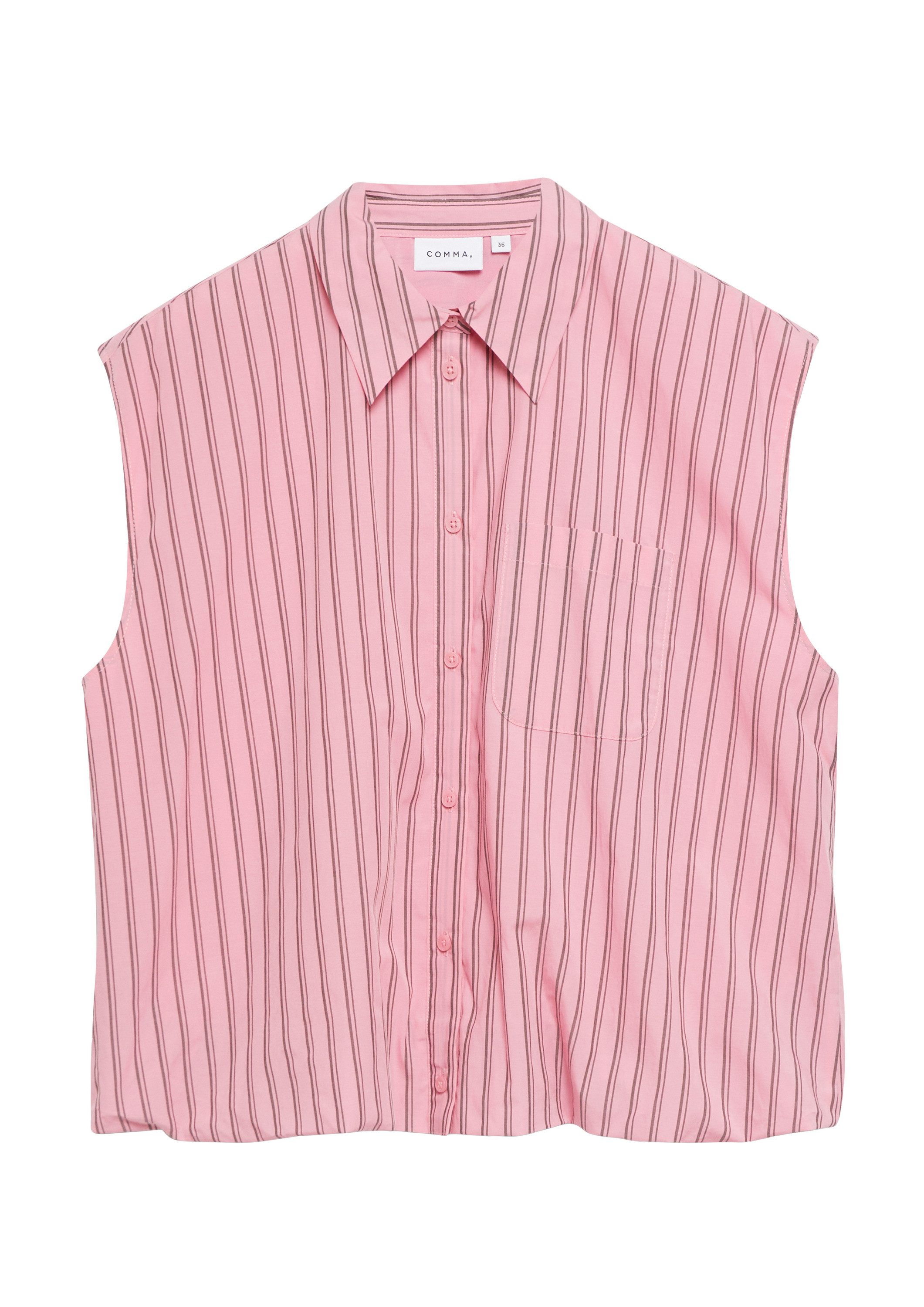 comma Blusentop Bluse Ärmellose Bluse mit Ballon-Saum