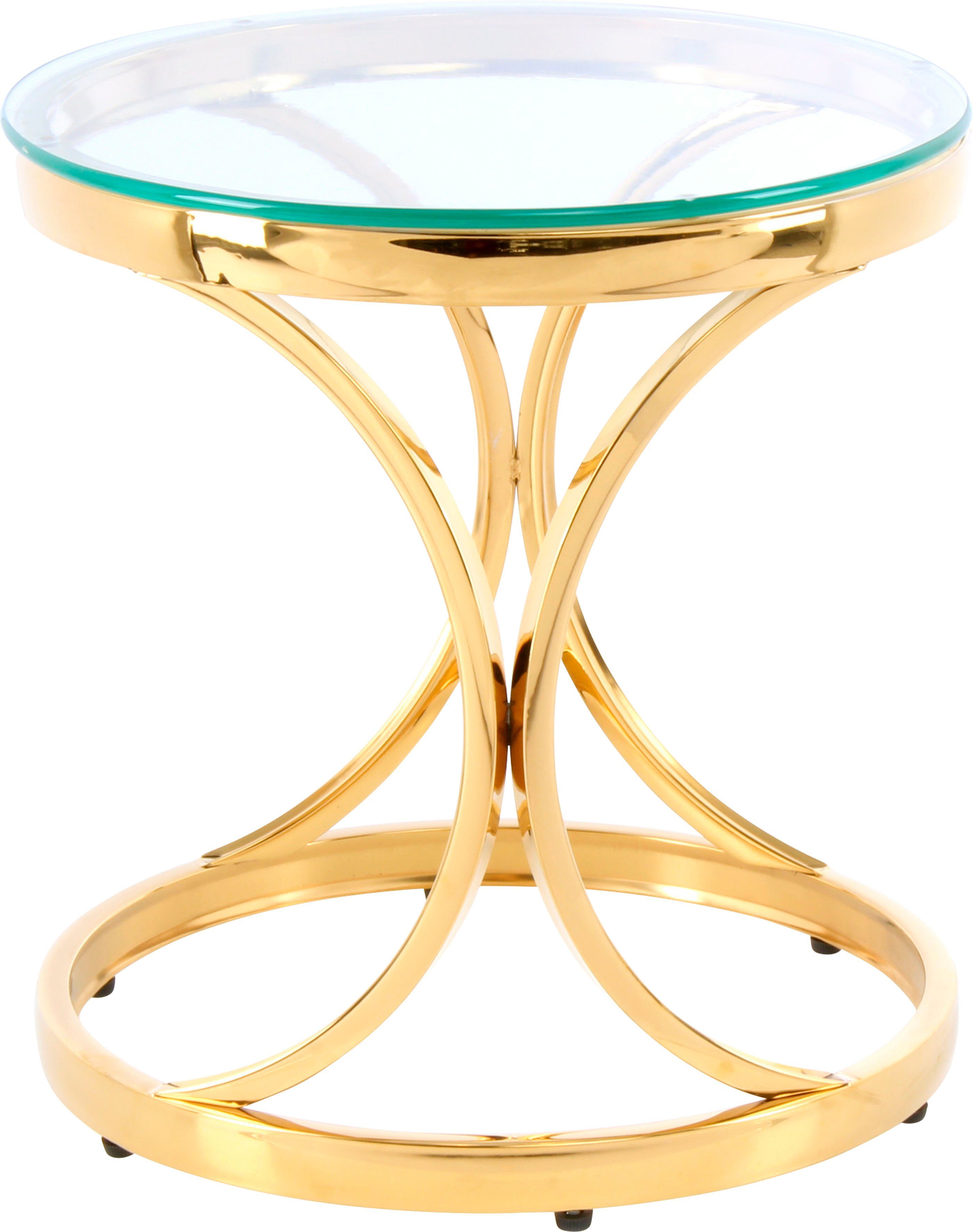 125, Design, gold Glamouröses | klar Kayoom hochwertige klar Verarbeitung, Weyda Beistelltisch Hingucker-Gestell | Beistelltisch