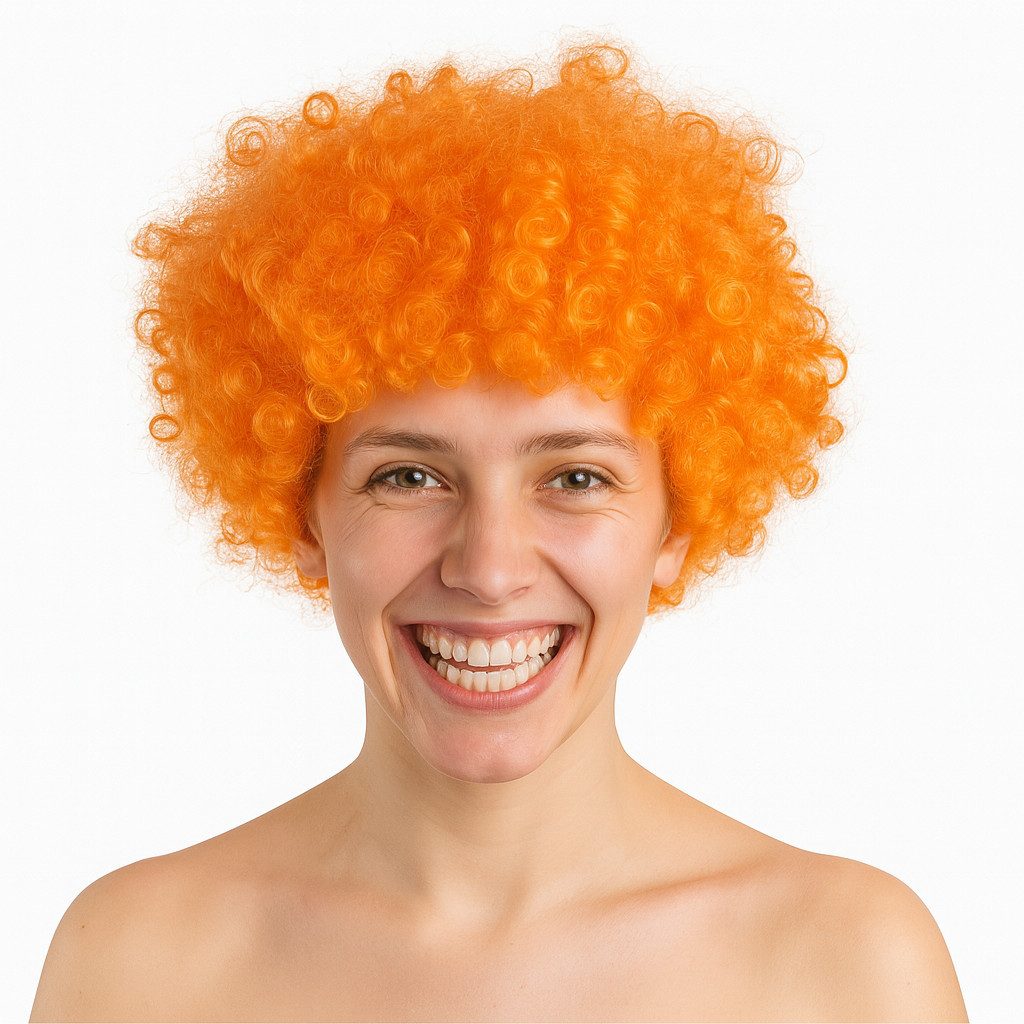 TK Gruppe Kostüm-Perücke Afro-Lockenperücke, schwarz, orange, blond oder pink, für Kostüme