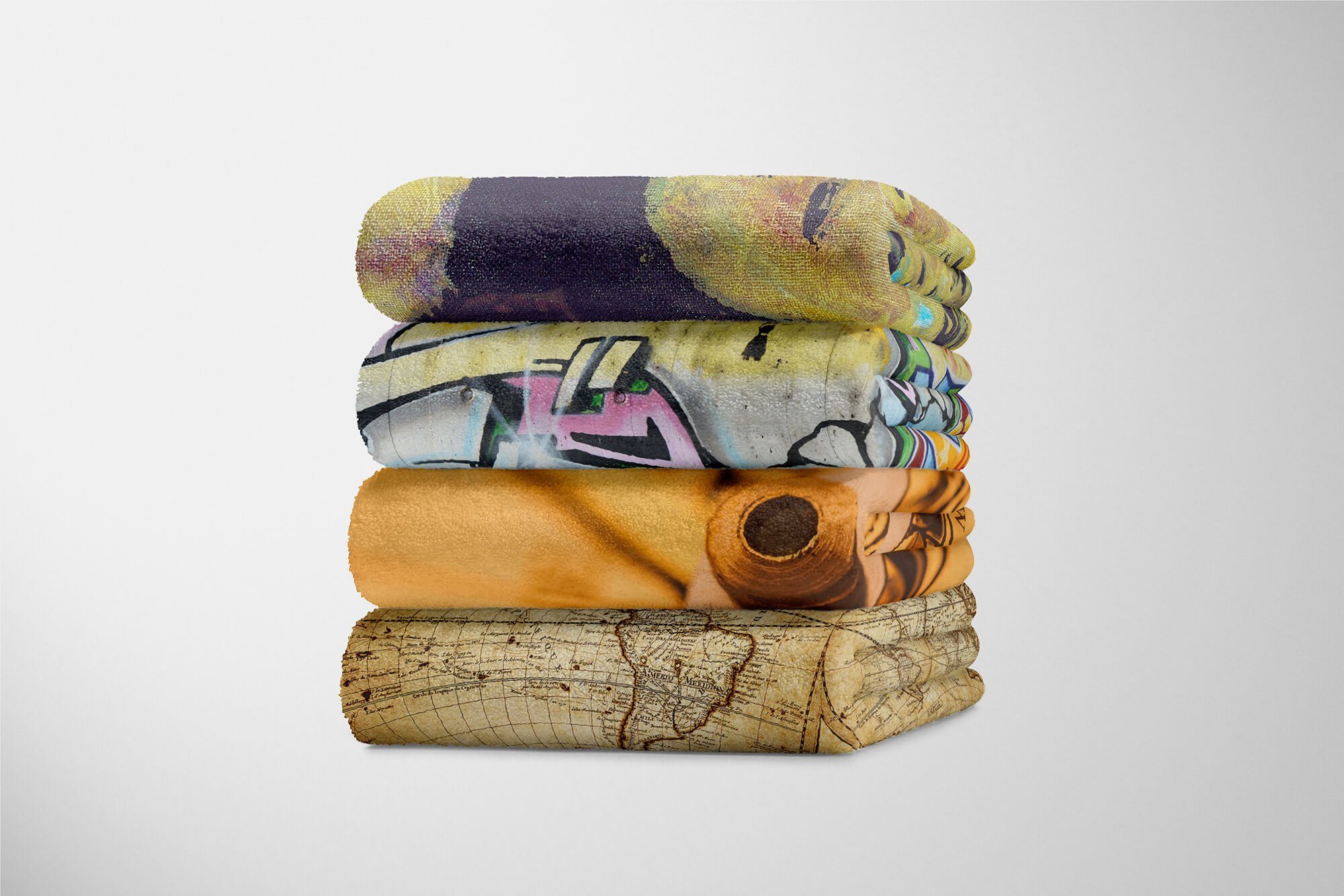 Saunatuch (1-St), Handtuch Handtuch Na, Baumwolle-Polyester-Mix Sinus Handtücher Vintage Strandhandtuch Kompass Art mit Kuscheldecke Fotomotiv