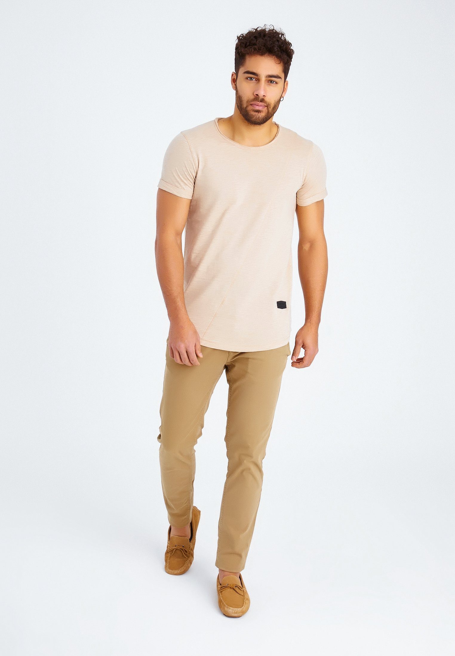 Leif T-Shirt beige Rundhals Nelson T-Shirt Herren LN-8209