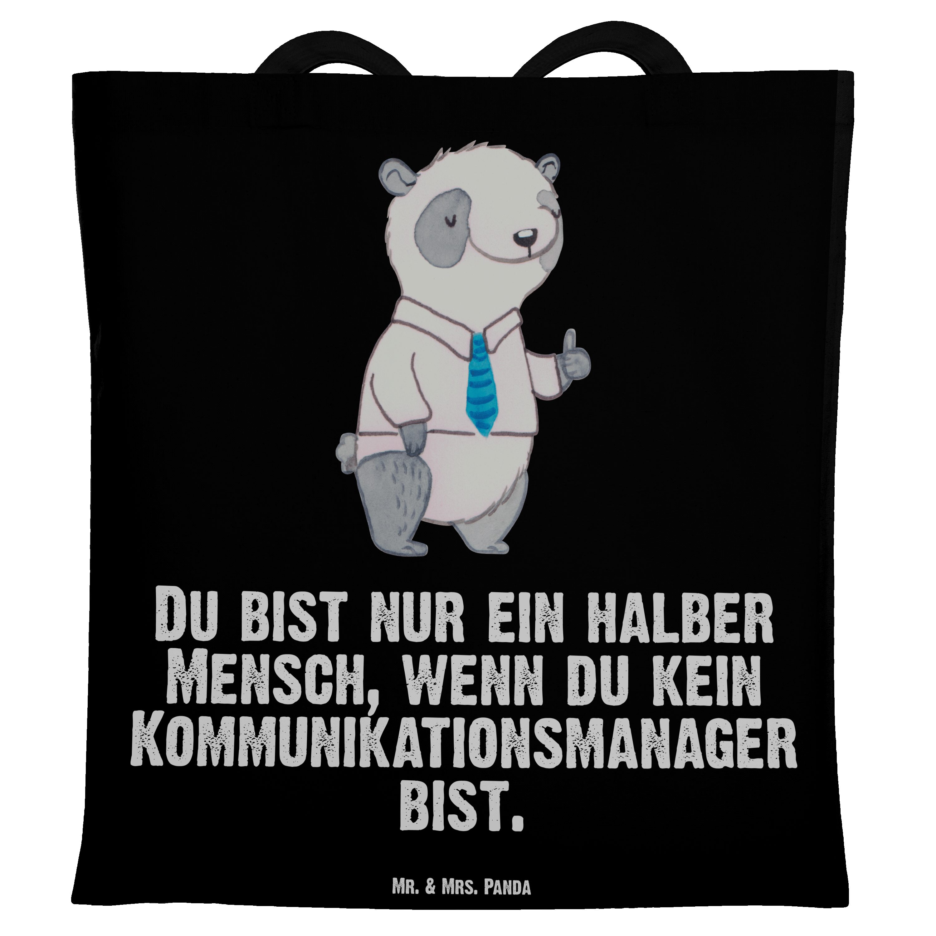 Panda Schwarz mit Tragetasche Mr. & Herz - interkulturelle Kommunikationsmanager Geschenk, (1-tlg) - Mrs.