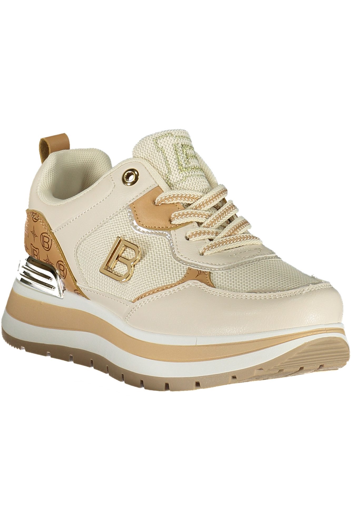 Laura Biagiotti Sneaker Elegante Damensportschuhe Beige mit Gold-Details