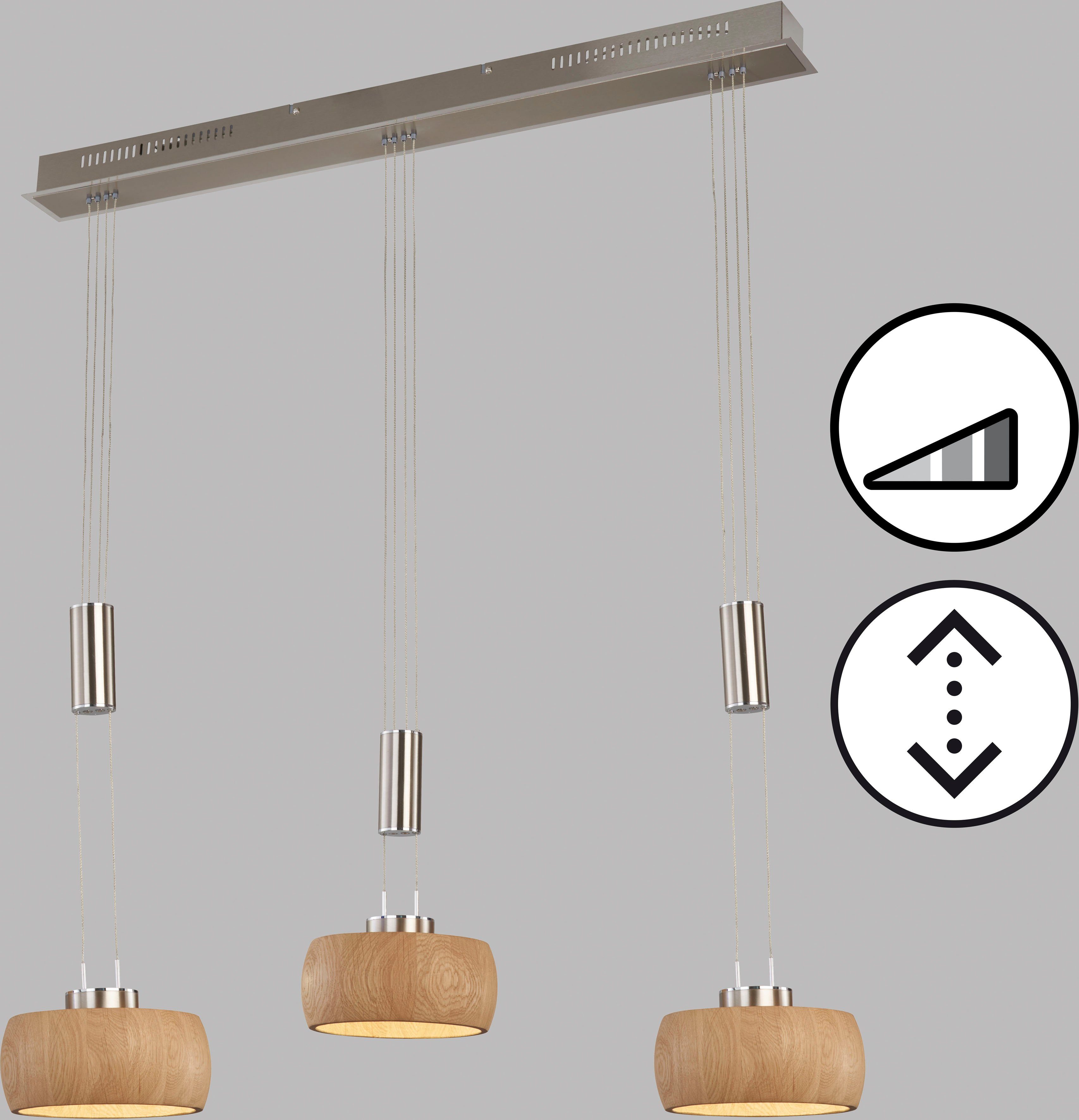 FISCHER & HONSEL langlebige Shine-Wood, dimmbar fest LED, Pendelleuchte LED integriert