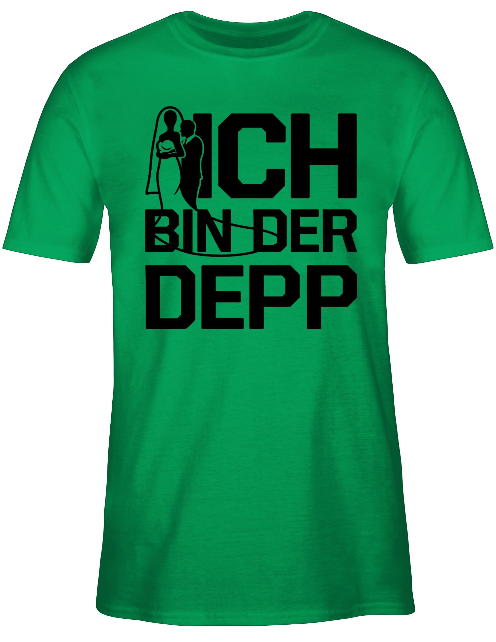 T-Shirt JGA Männer der bin Grün 3 Depp Shirtracer Ich