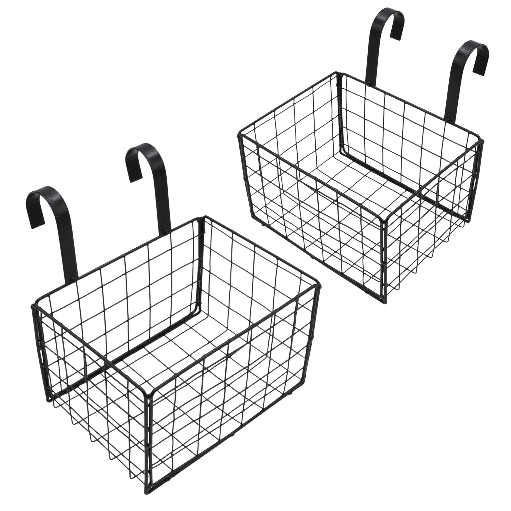 Spetebo Hängekorb Metall Hängekörbchen 18 x 14 cm schwarz (Artikel, 2 St., im Set), Gitter Aufbewahrungskorb zum Aufhängen